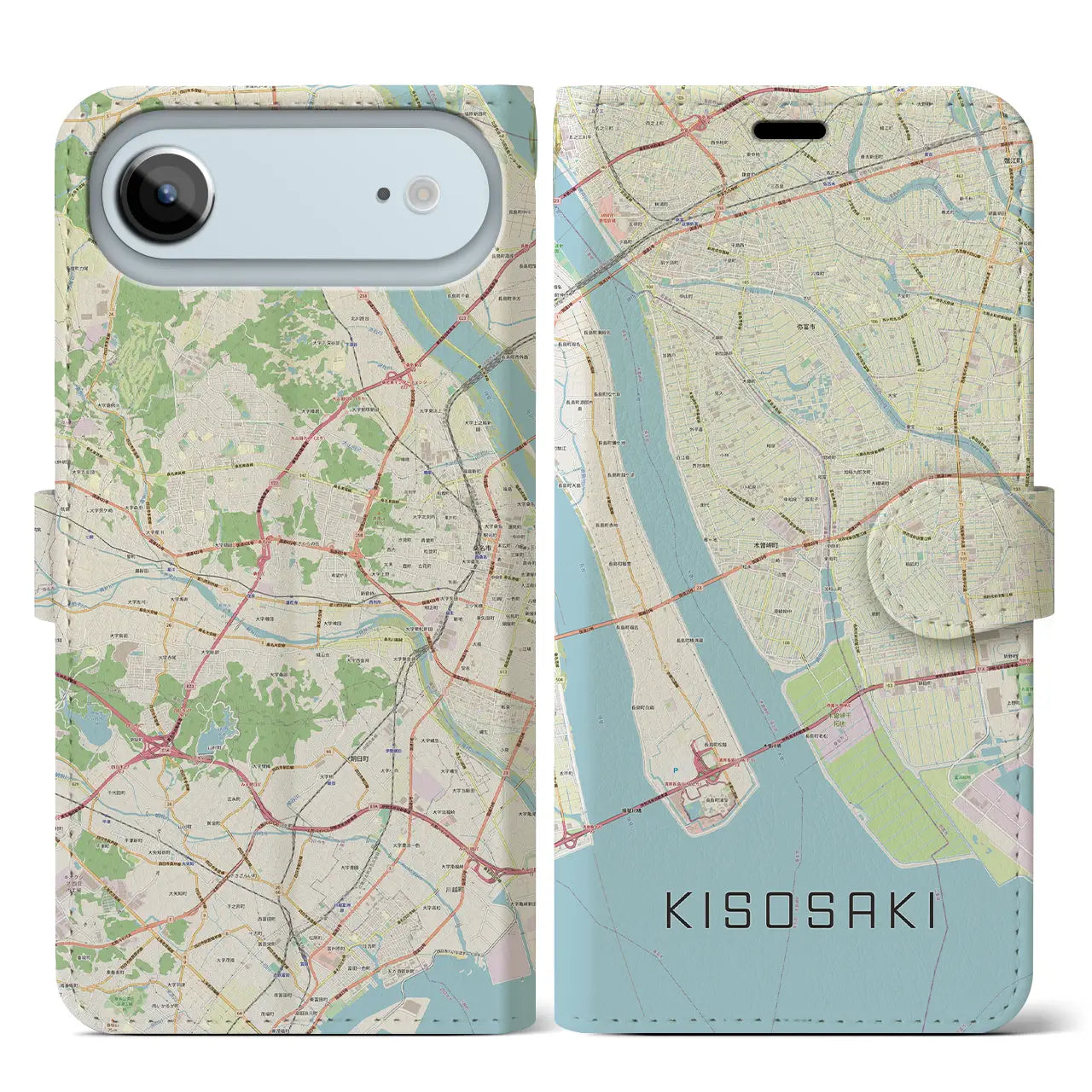 【木曽岬（三重県）】地図柄iPhoneケース（手帳タイプ）