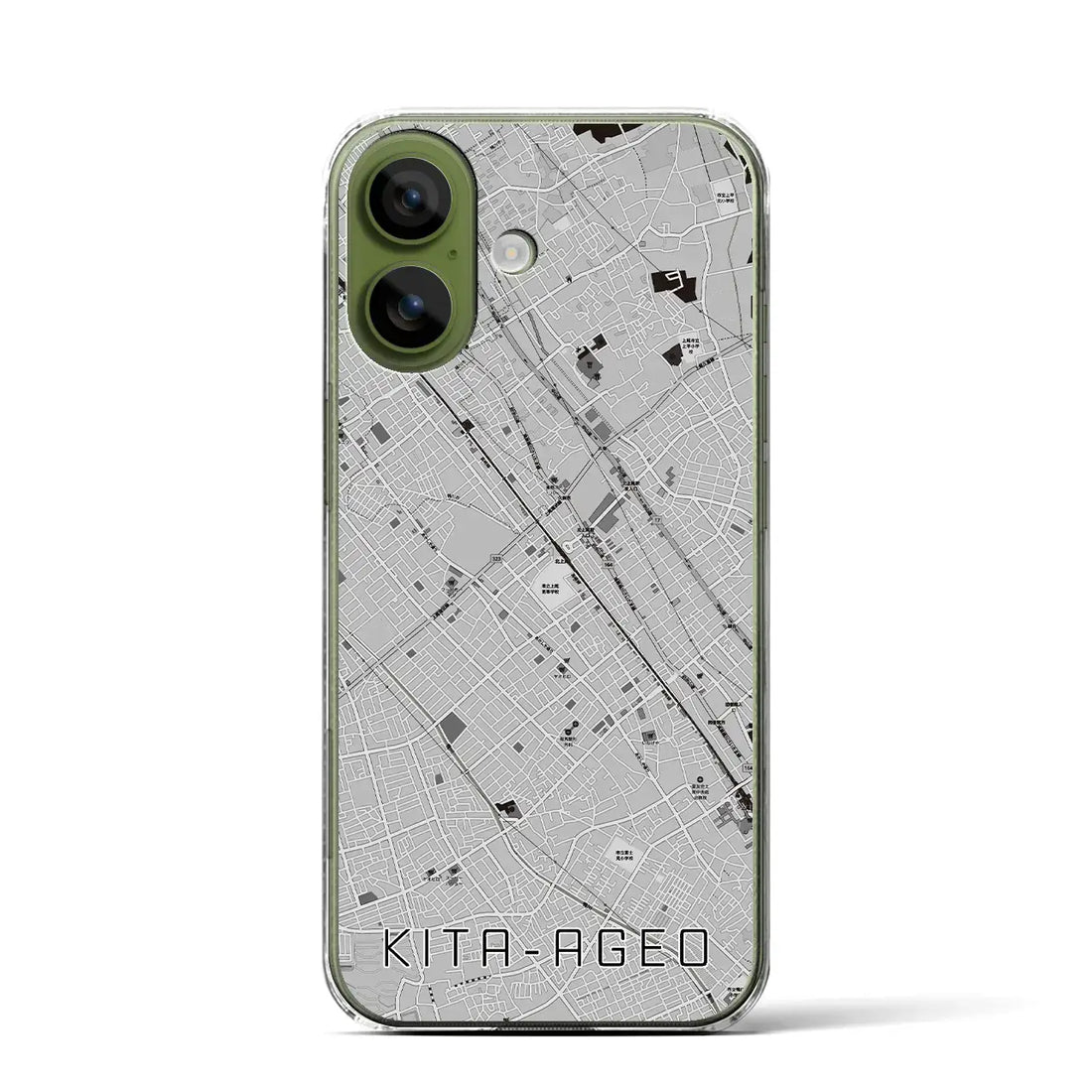【北上尾（埼玉県）】地図柄iPhoneケース（クリアタイプ）モノトーン・iPhone 17 Pro Max 用
