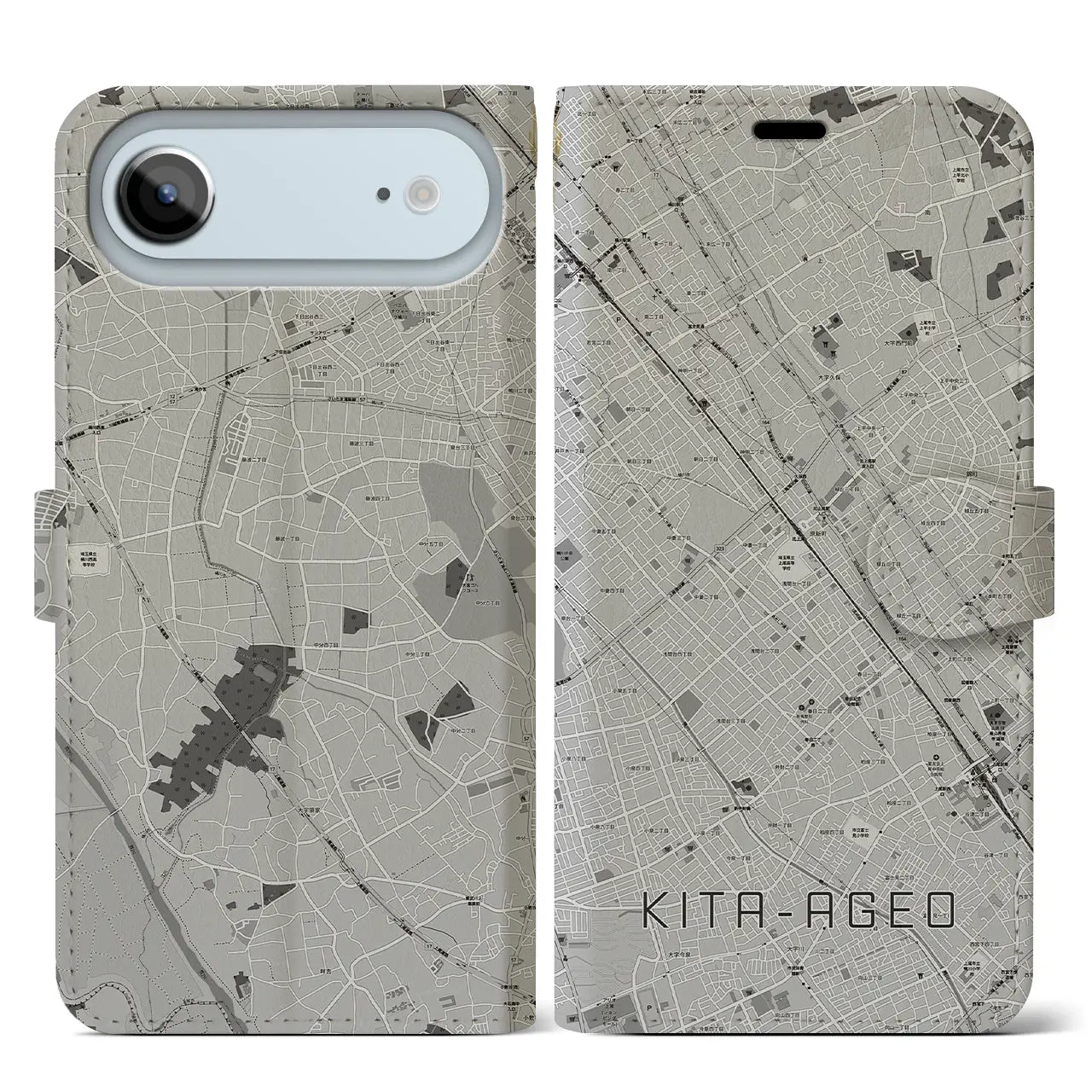 【北上尾（埼玉県）】地図柄iPhoneケース（手帳タイプ）