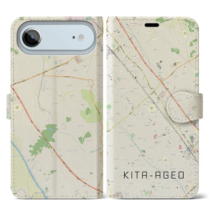 【北上尾（埼玉県）】地図柄iPhoneケース（手帳タイプ）