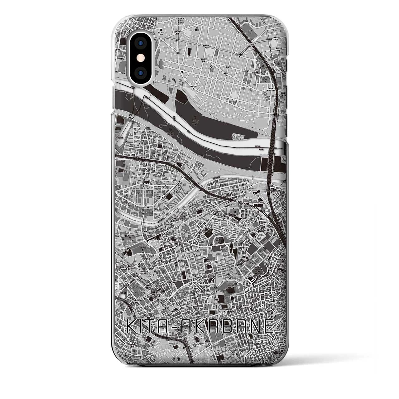 【北赤羽（東京都）】地図柄iPhoneケース（クリアタイプ）モノトーン・iPhone XS Max 用