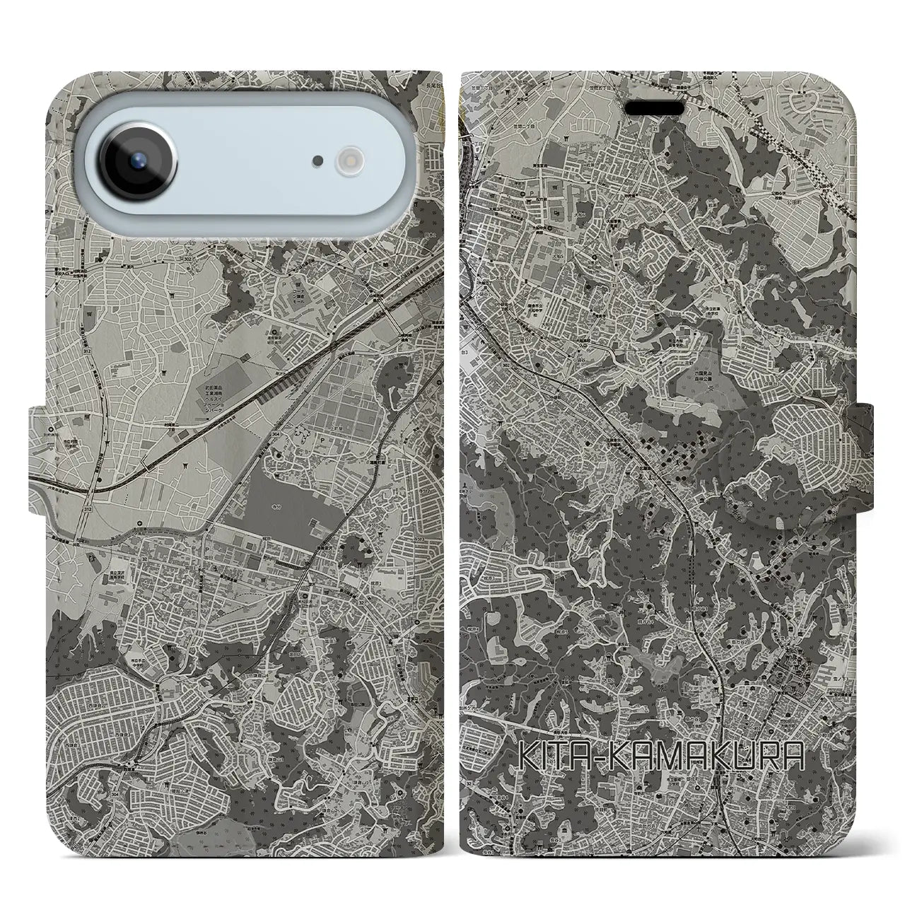 【北鎌倉（神奈川県）】地図柄iPhoneケース（手帳タイプ）
