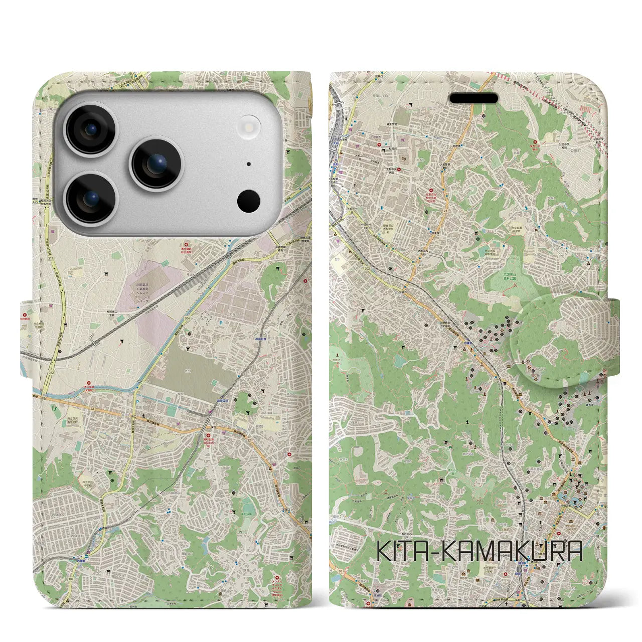 【北鎌倉（神奈川県）】地図柄iPhoneケース（手帳タイプ）