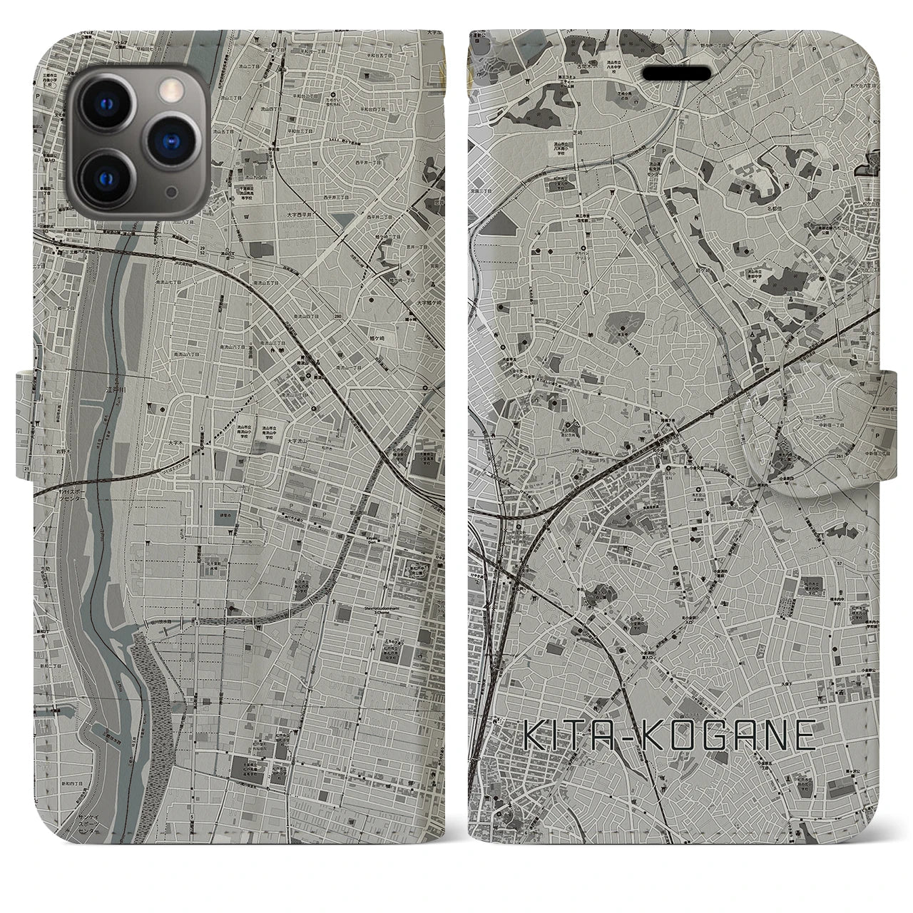 【北小金（千葉県）】地図柄iPhoneケース（手帳タイプ）