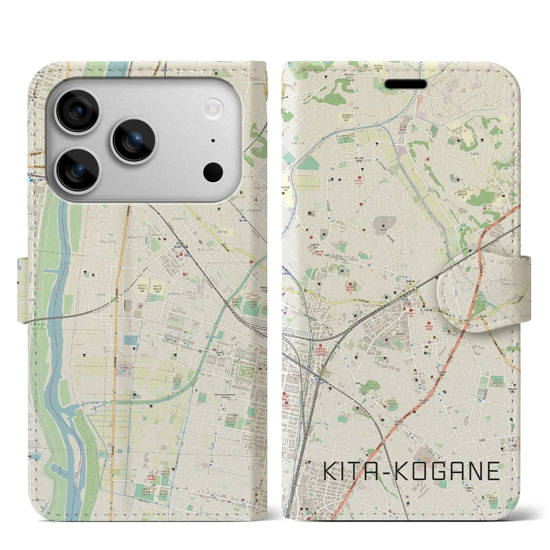 【北小金(千葉県)】地図柄iPhoneケース(手帳タイプ)モノトーン・iPhone 17 Pro Max 用