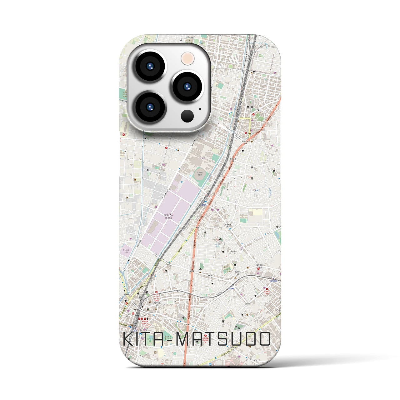 【北松戸（千葉県）】地図柄iPhoneケース（バックカバータイプ）