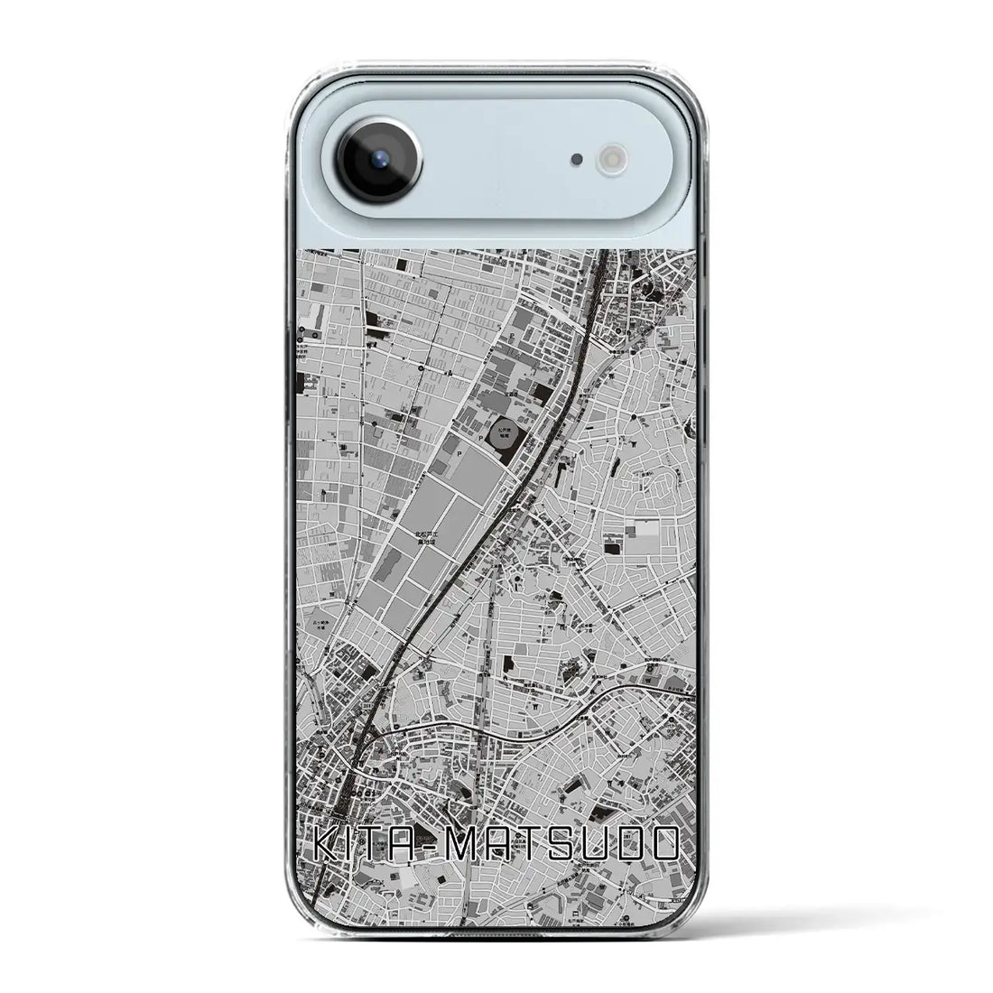 【北松戸（千葉県）】地図柄iPhoneケース（クリアタイプ）モノトーン・iPhone 17 Pro Max 用