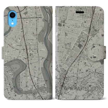 【北松戸（千葉県）】地図柄iPhoneケース（手帳タイプ）モノトーン・iPhone XR 用