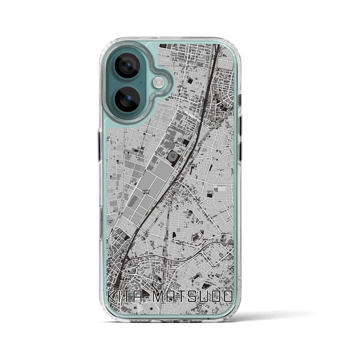 【北松戸（千葉県）】地図柄iPhoneケース（MagSafeタイプ）モノトーン・iPhone 16 Pro 用