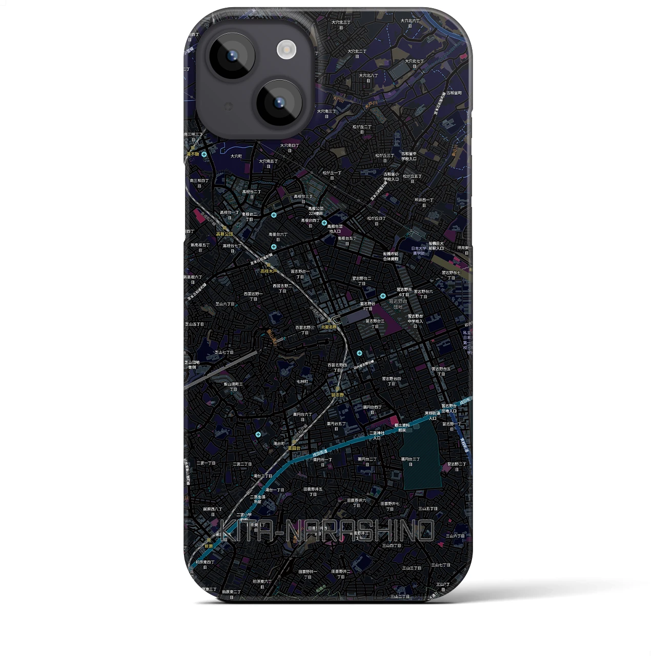 【北習志野（千葉県）】地図柄iPhoneケース（バックカバータイプ）