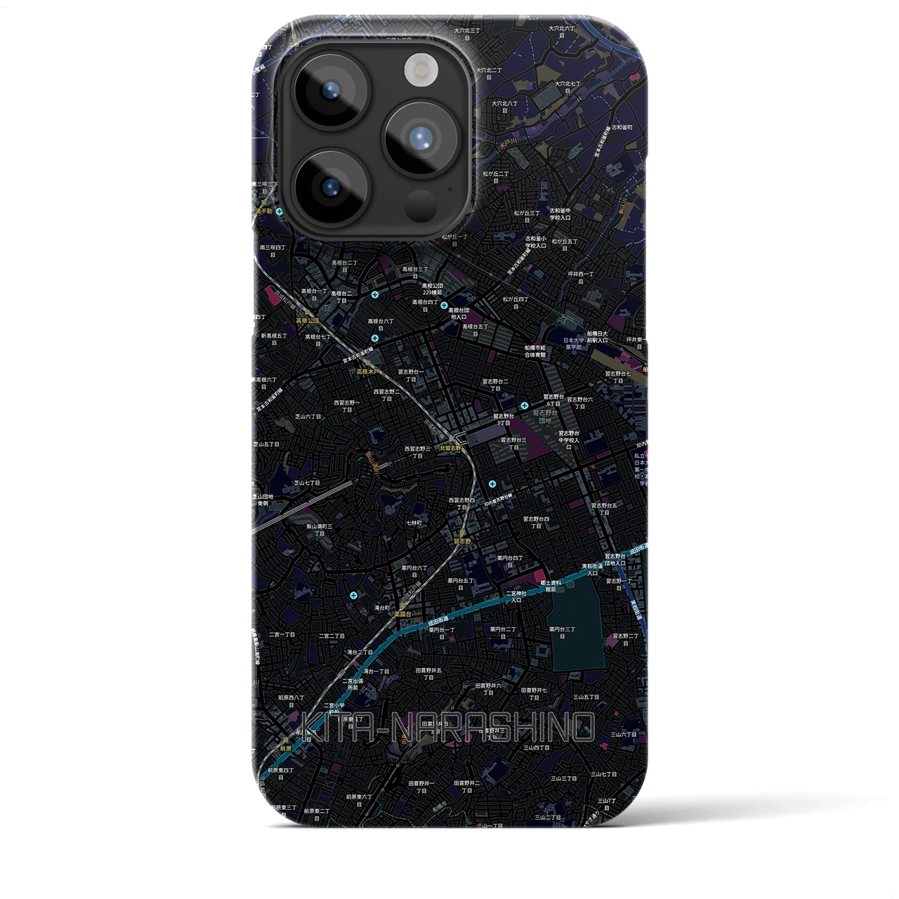 【北習志野（千葉県）】地図柄iPhoneケース（バックカバータイプ）