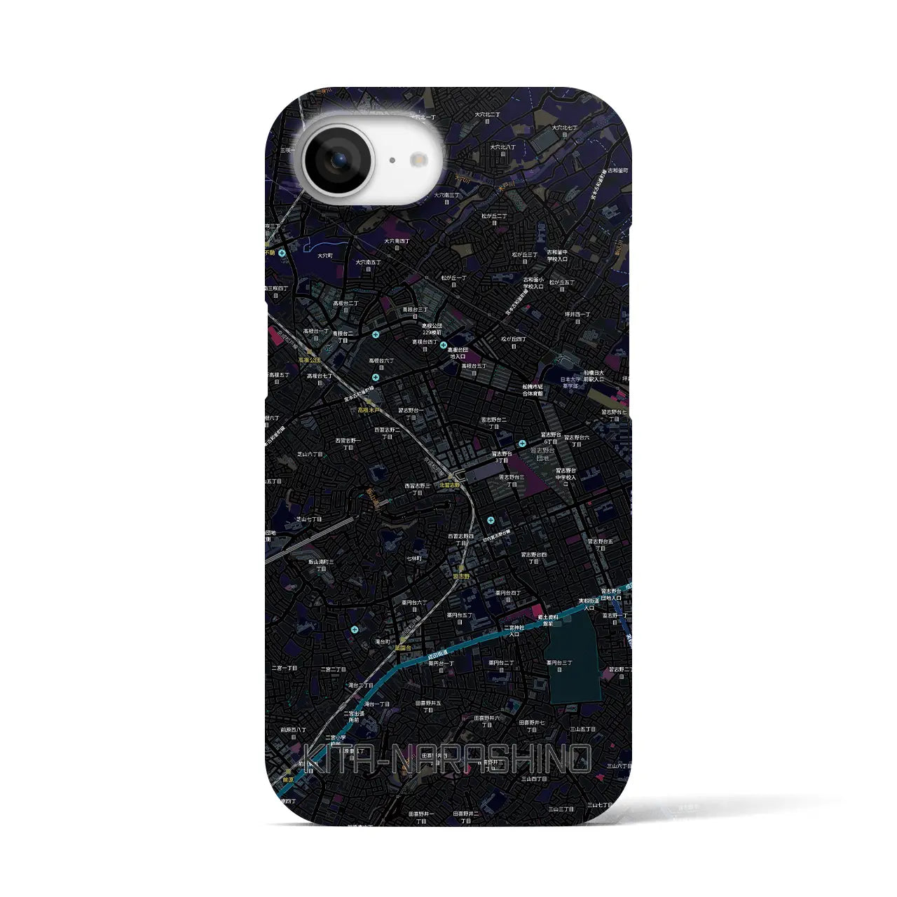 【北習志野（千葉県）】地図柄iPhoneケース（バックカバータイプ）