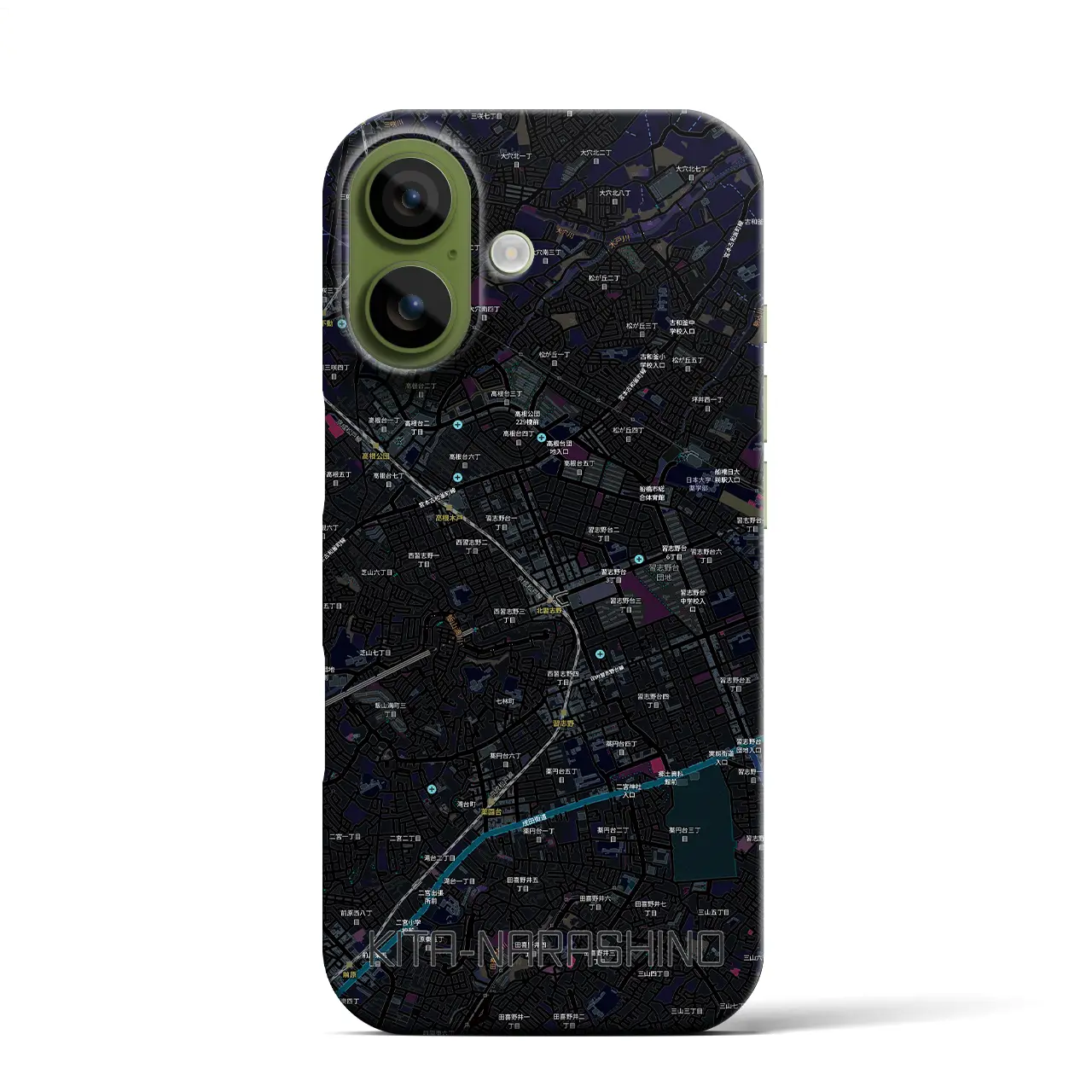 【北習志野（千葉県）】地図柄iPhoneケース（バックカバータイプ）