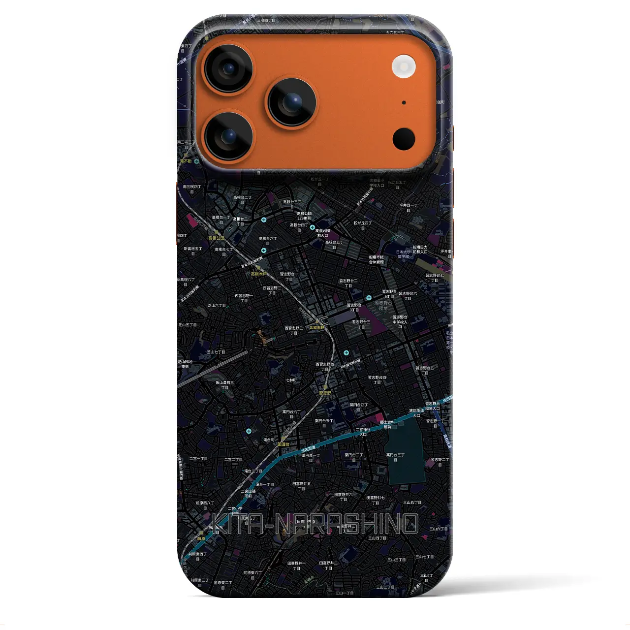 【北習志野（千葉県）】地図柄iPhoneケース（バックカバータイプ）