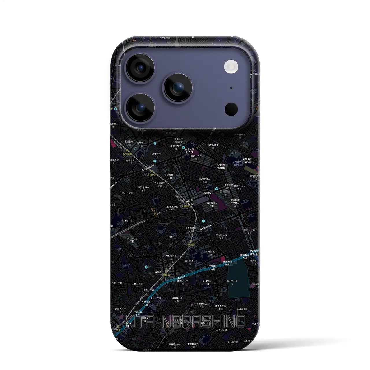 【北習志野（千葉県）】地図柄iPhoneケース（バックカバータイプ）