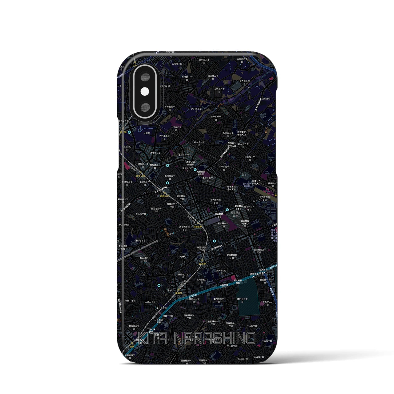 【北習志野（千葉県）】地図柄iPhoneケース（バックカバータイプ）