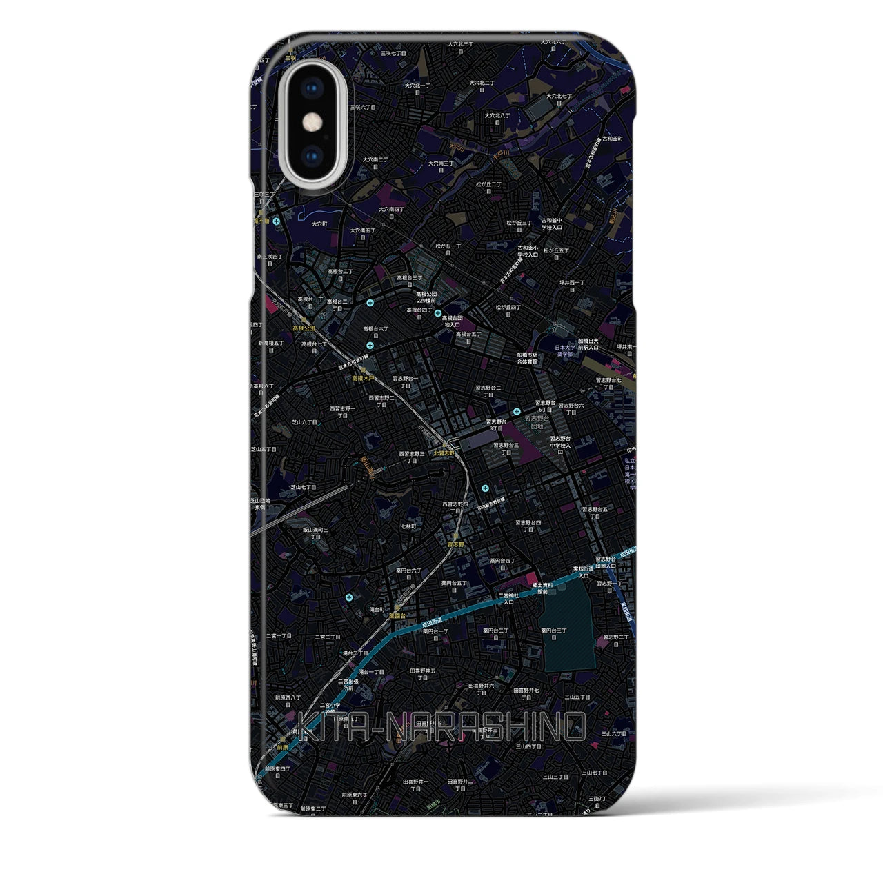 【北習志野（千葉県）】地図柄iPhoneケース（バックカバータイプ）