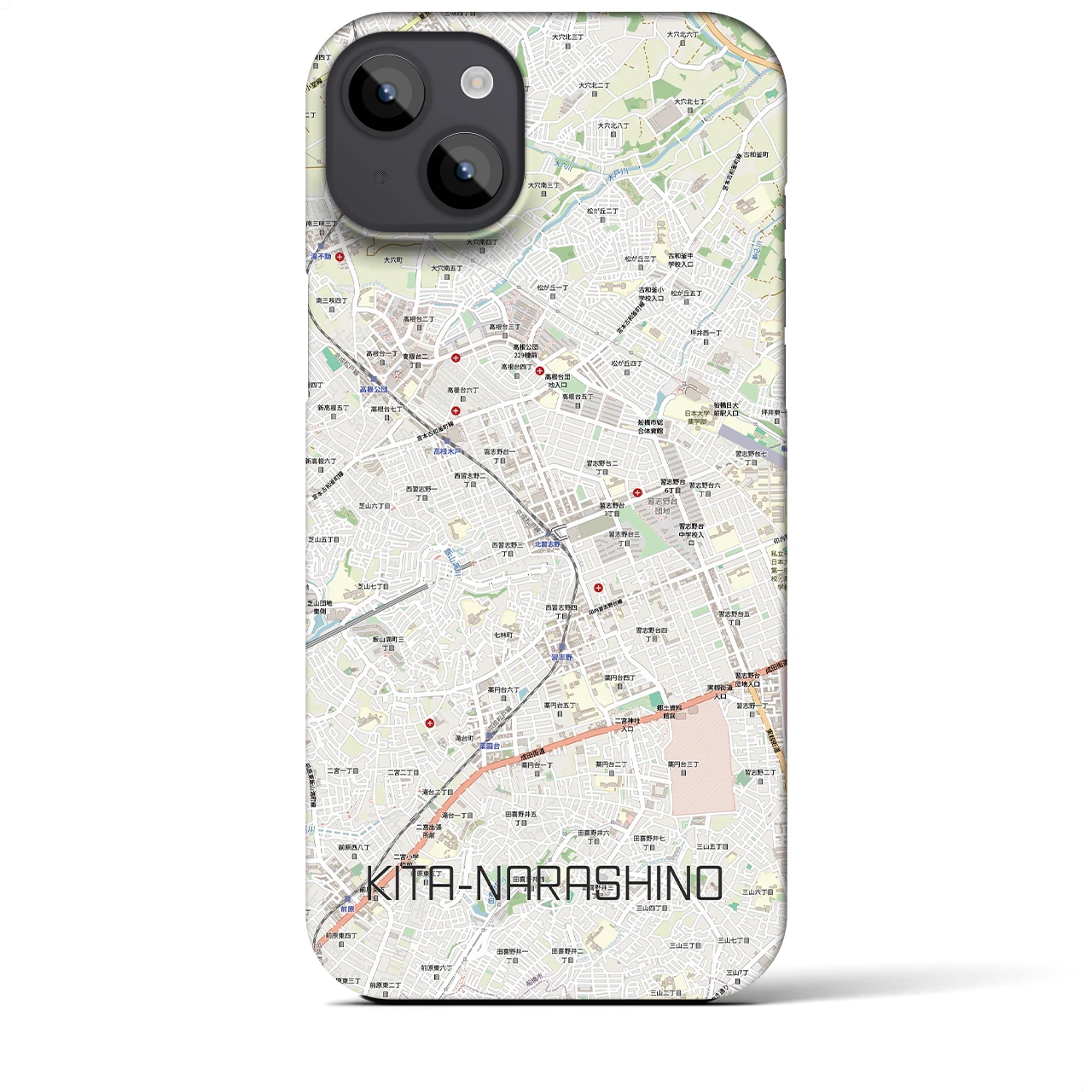 【北習志野（千葉県）】地図柄iPhoneケース（バックカバータイプ）