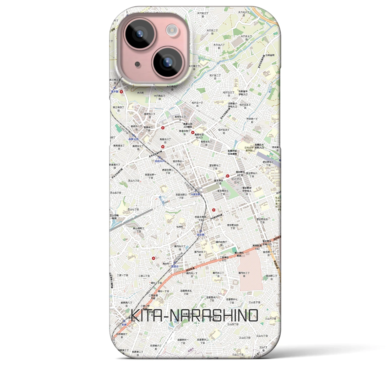 【北習志野（千葉県）】地図柄iPhoneケース（バックカバータイプ）