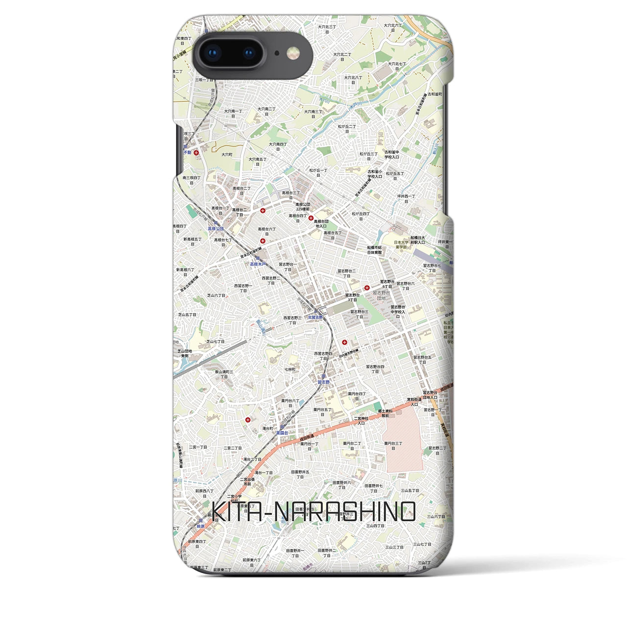 【北習志野（千葉県）】地図柄iPhoneケース（バックカバータイプ）