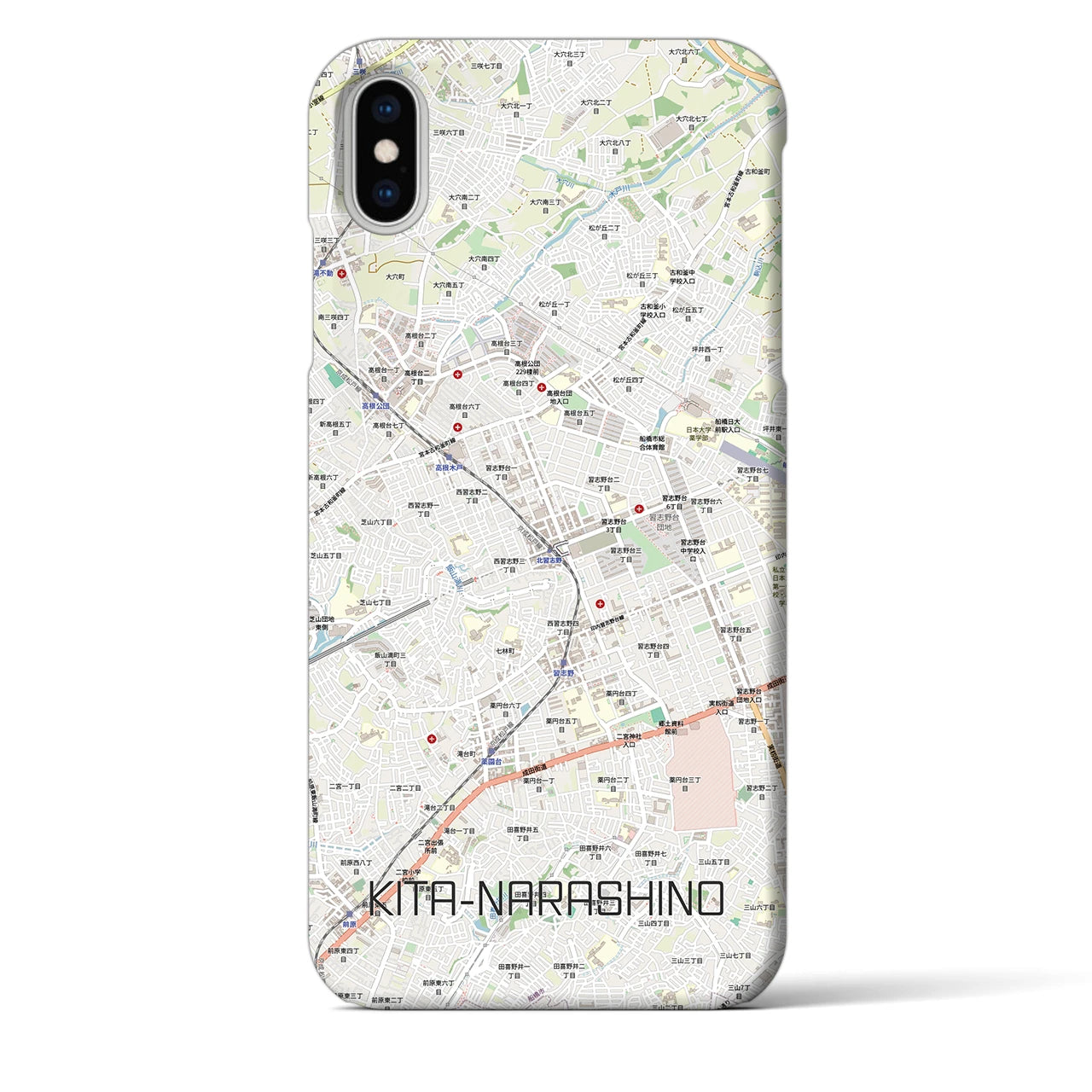 【北習志野（千葉県）】地図柄iPhoneケース（バックカバータイプ）