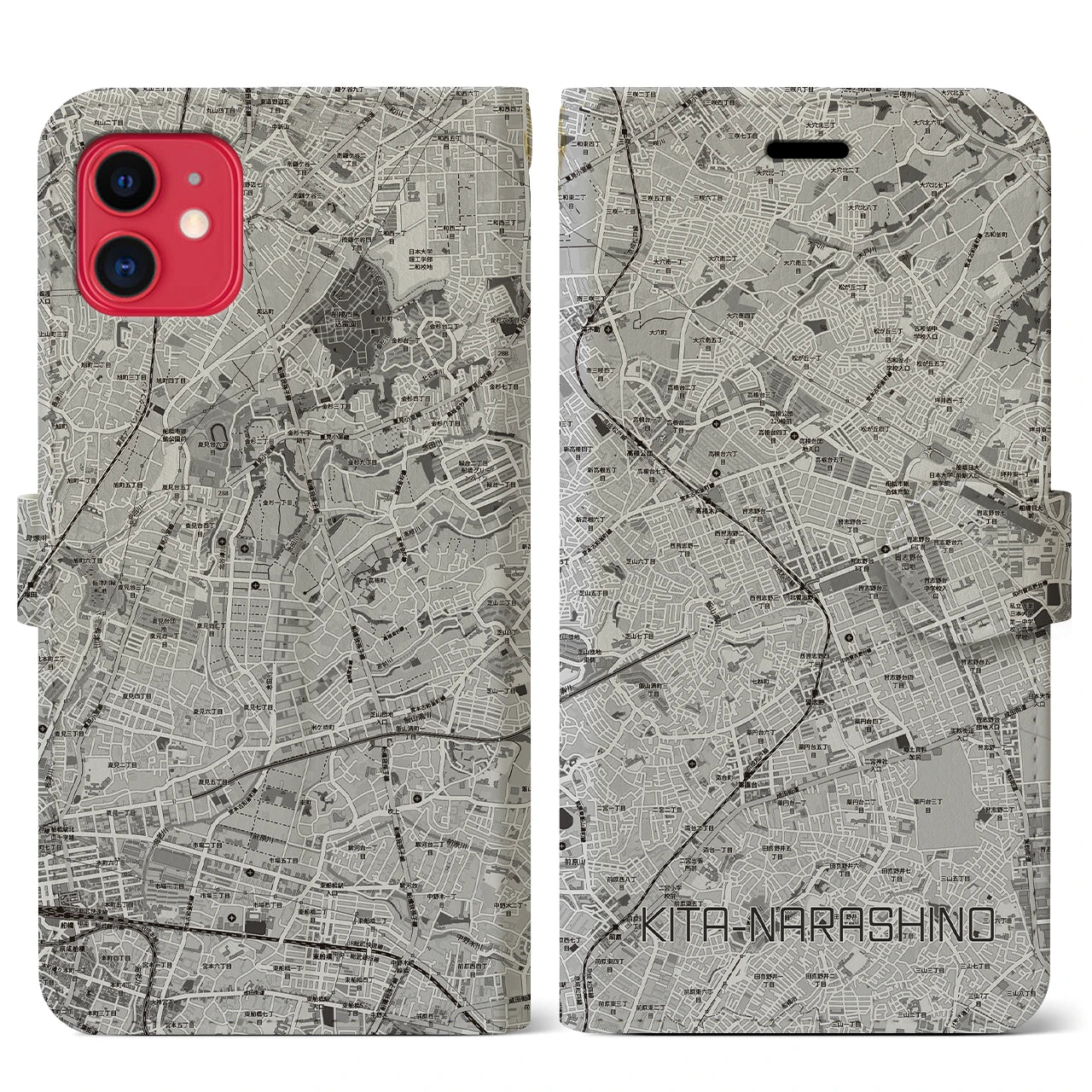 【北習志野（千葉県）】地図柄iPhoneケース（手帳タイプ）