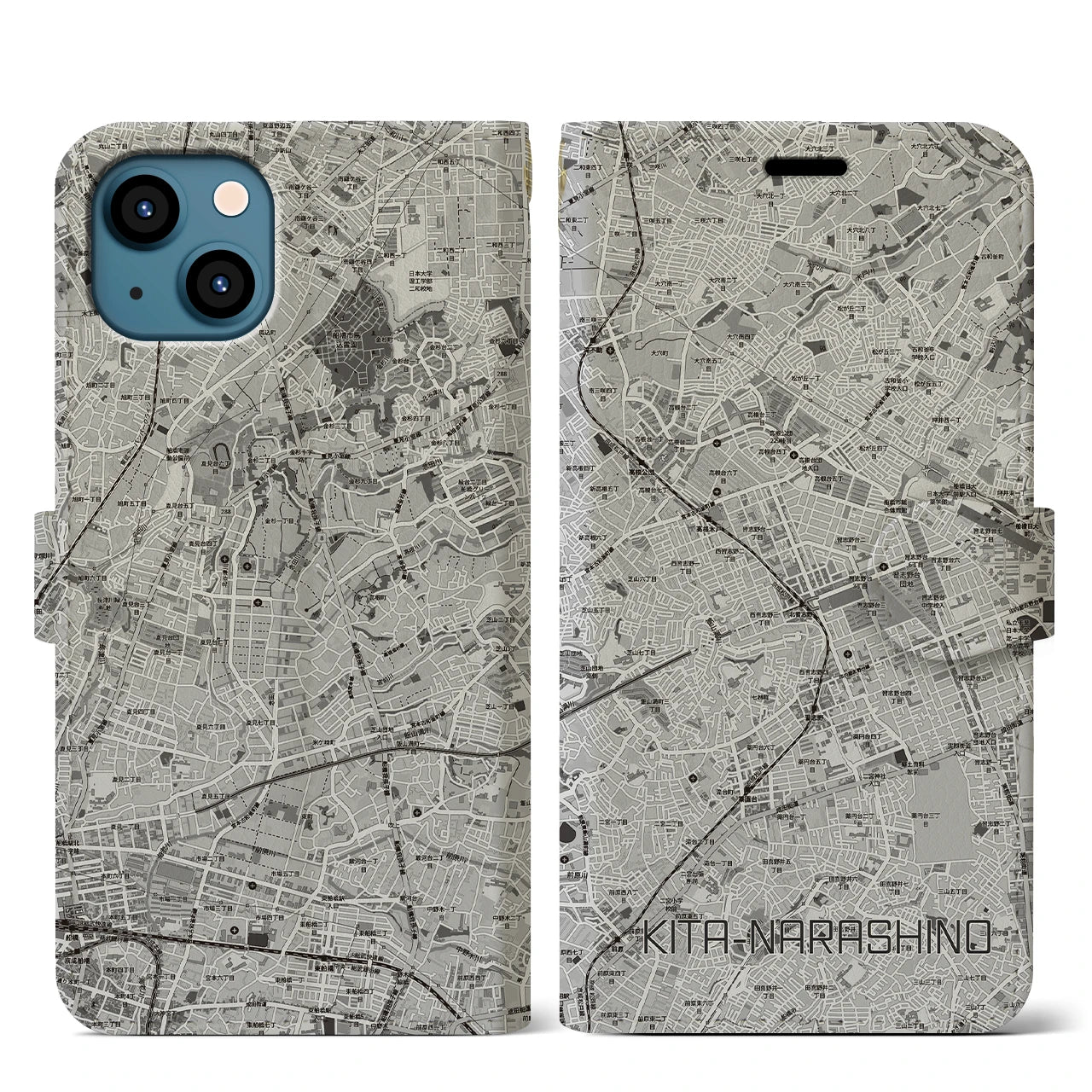 【北習志野（千葉県）】地図柄iPhoneケース（手帳タイプ）