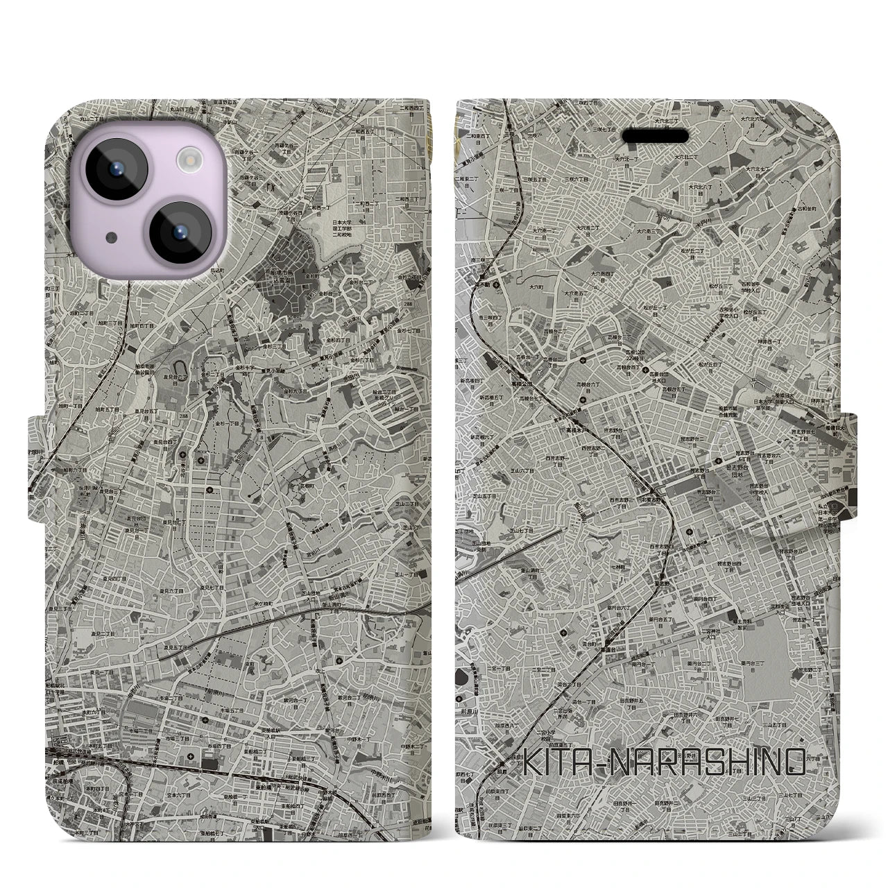 【北習志野（千葉県）】地図柄iPhoneケース（手帳タイプ）