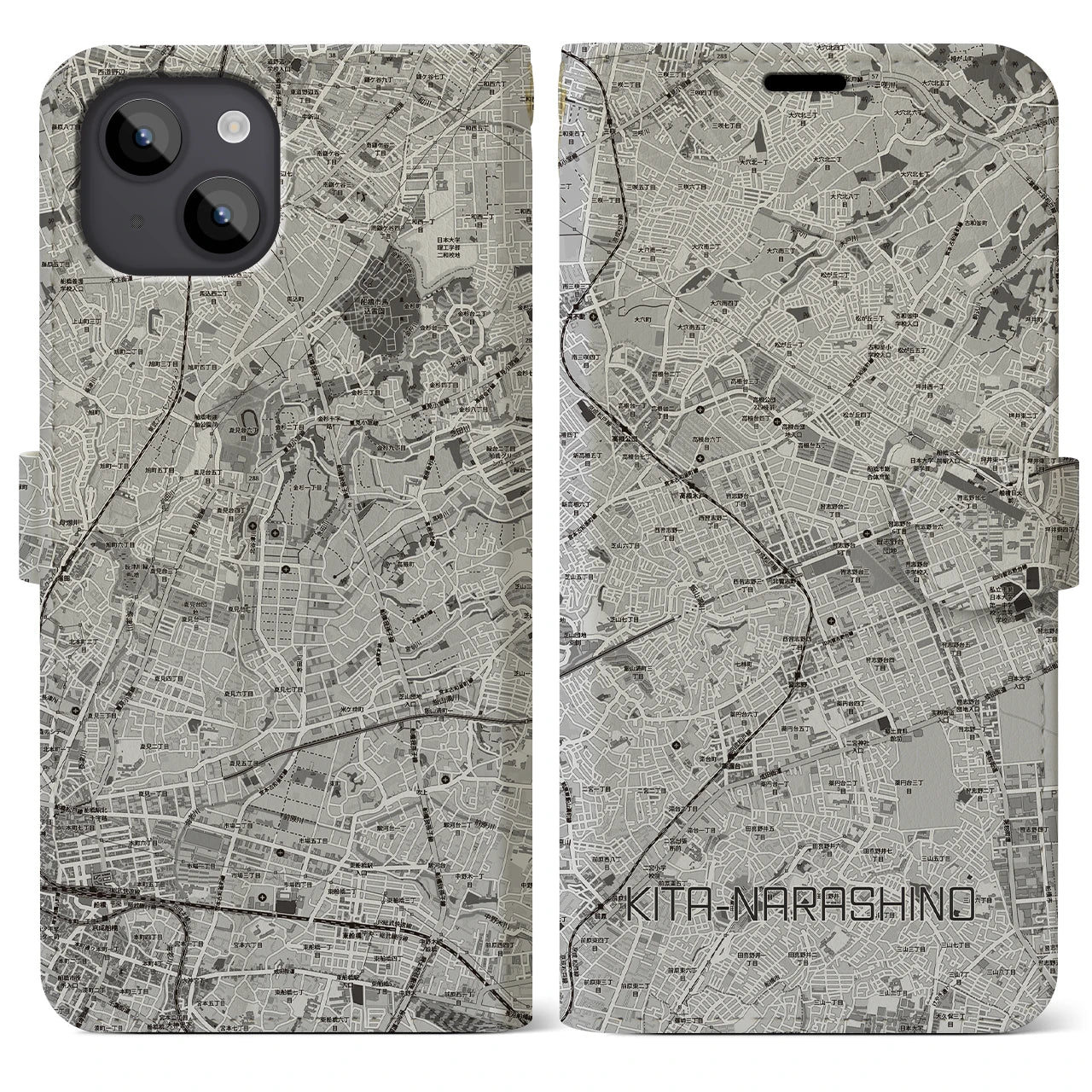 【北習志野（千葉県）】地図柄iPhoneケース（手帳タイプ）