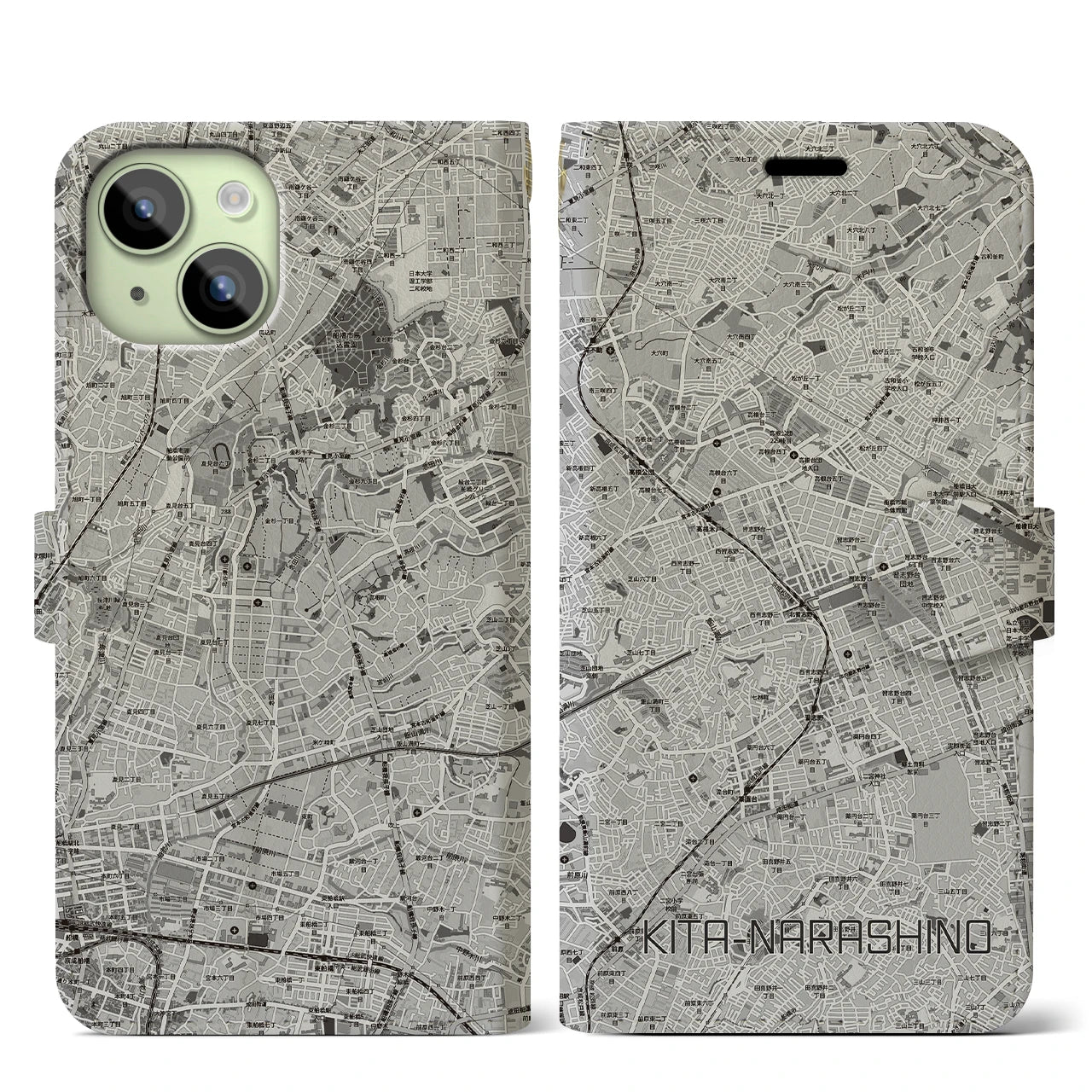 【北習志野（千葉県）】地図柄iPhoneケース（手帳タイプ）