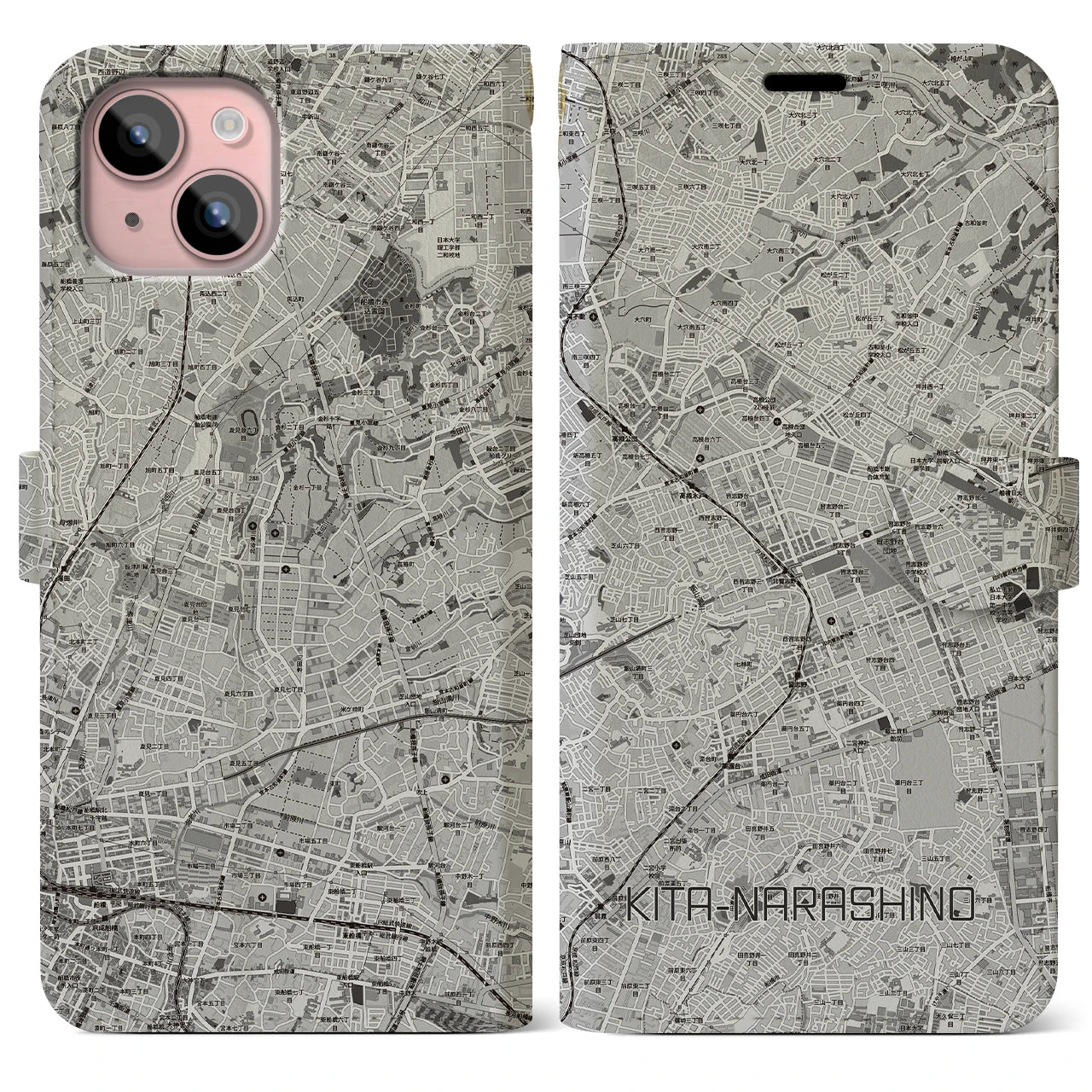 【北習志野（千葉県）】地図柄iPhoneケース（手帳タイプ）