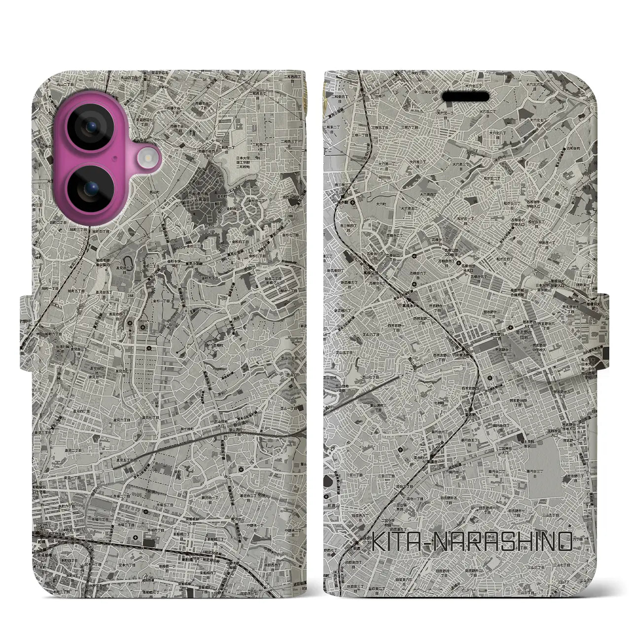 【北習志野（千葉県）】地図柄iPhoneケース（手帳タイプ）