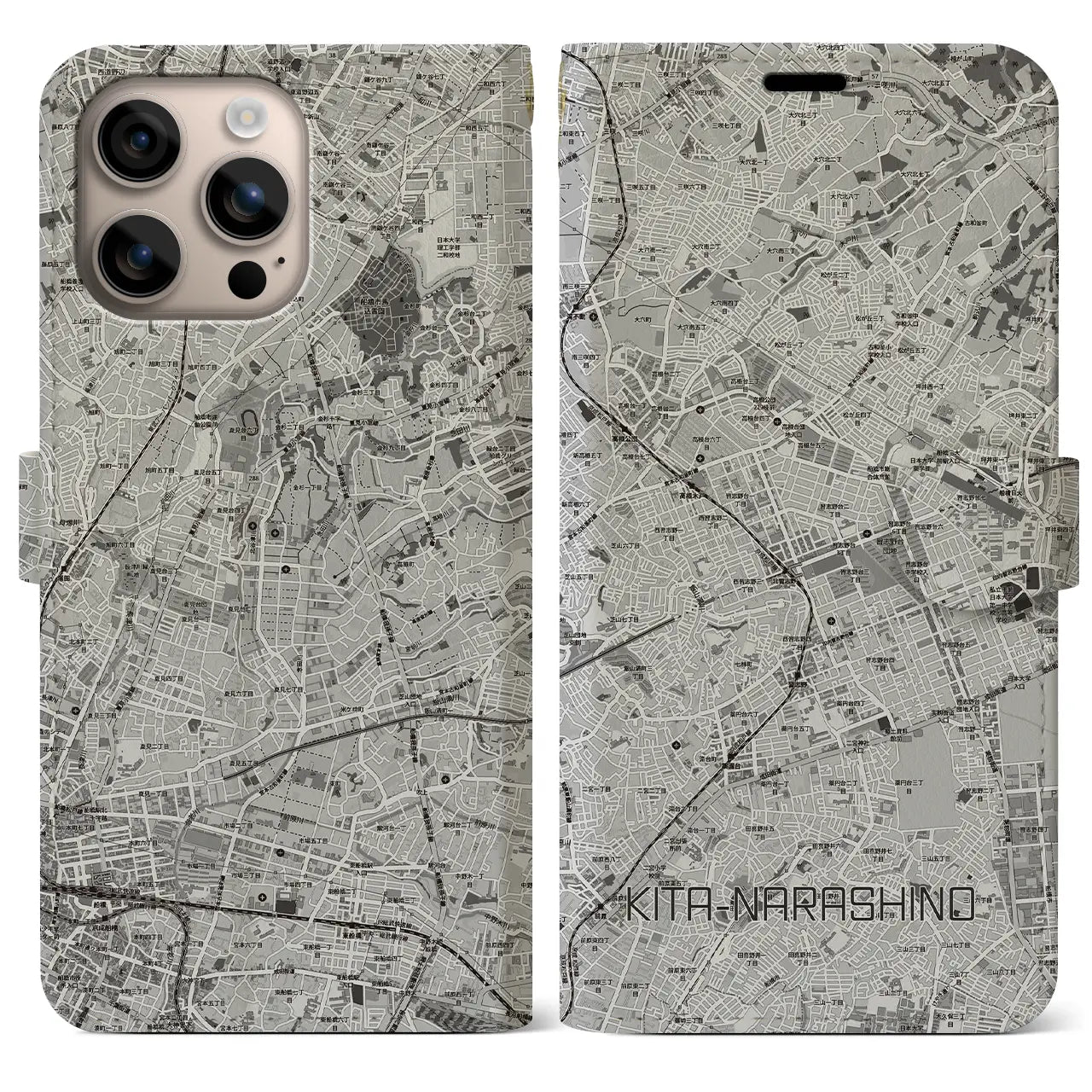 【北習志野（千葉県）】地図柄iPhoneケース（手帳タイプ）