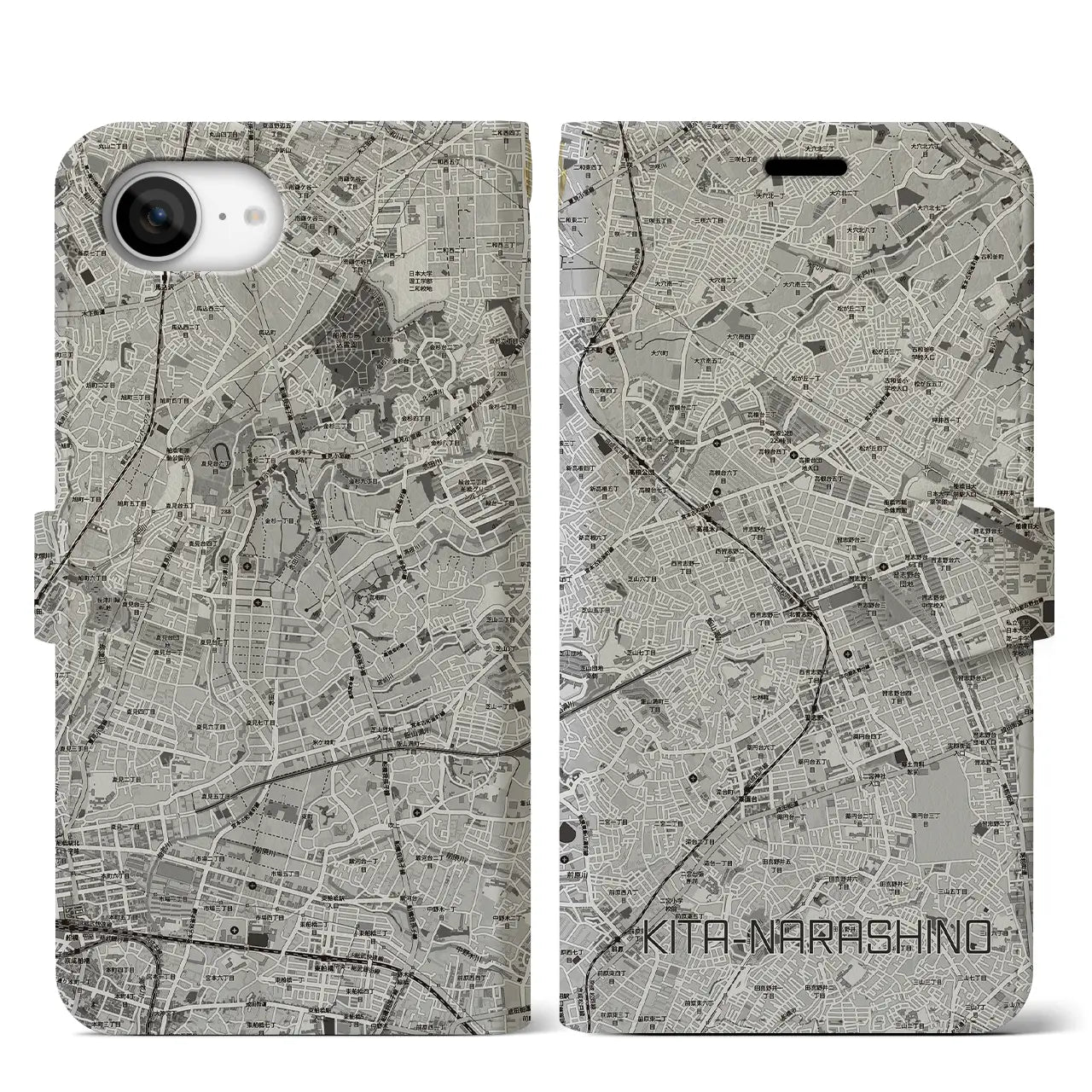 【北習志野（千葉県）】地図柄iPhoneケース（手帳タイプ）