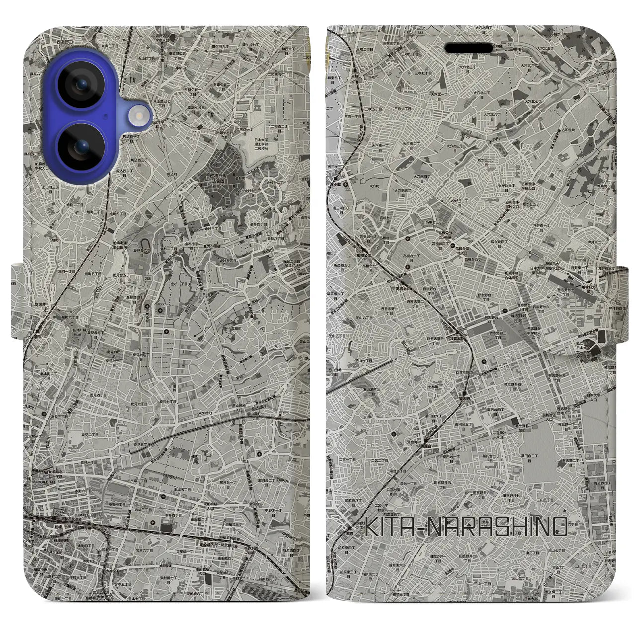 【北習志野（千葉県）】地図柄iPhoneケース（手帳タイプ）