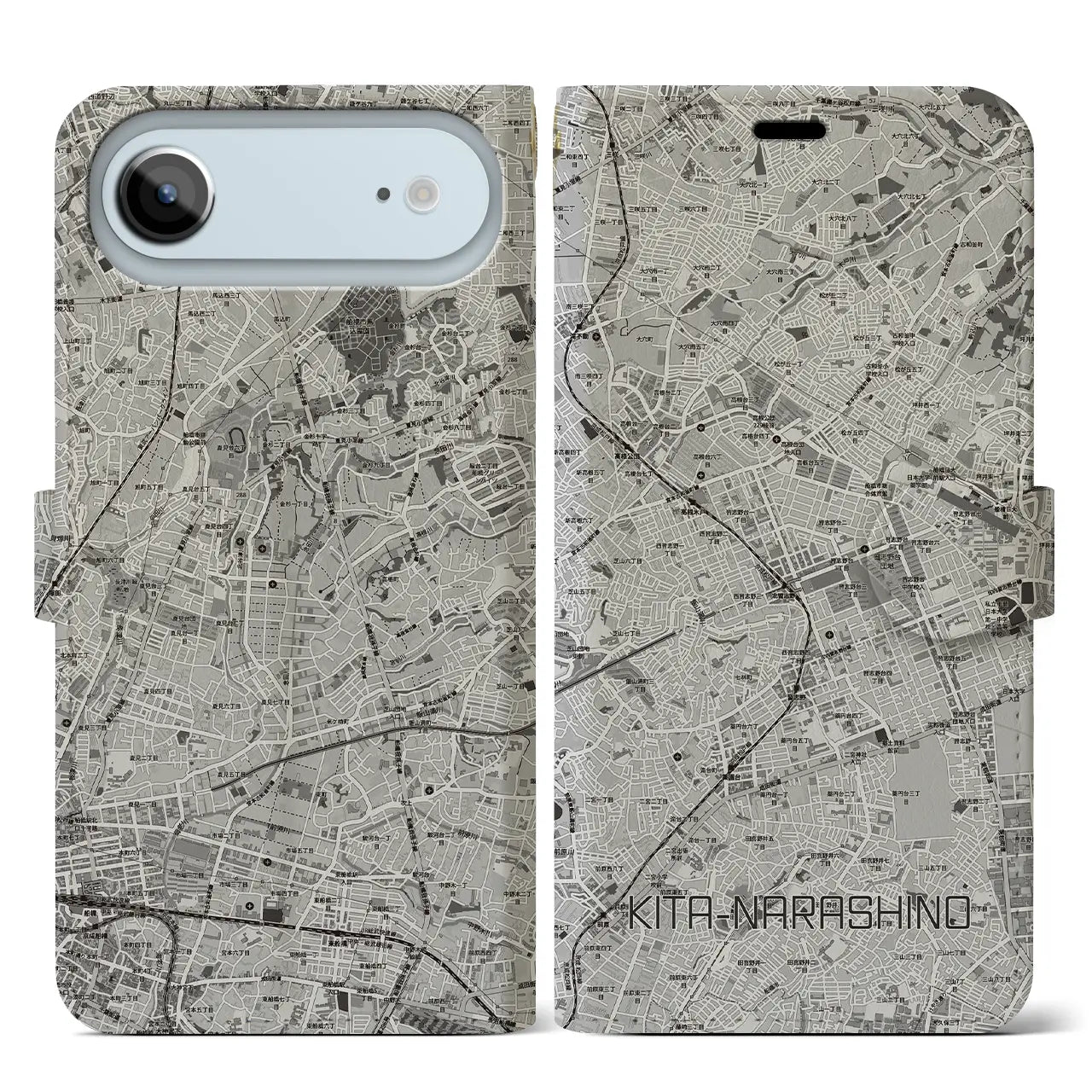 【北習志野（千葉県）】地図柄iPhoneケース（手帳タイプ）