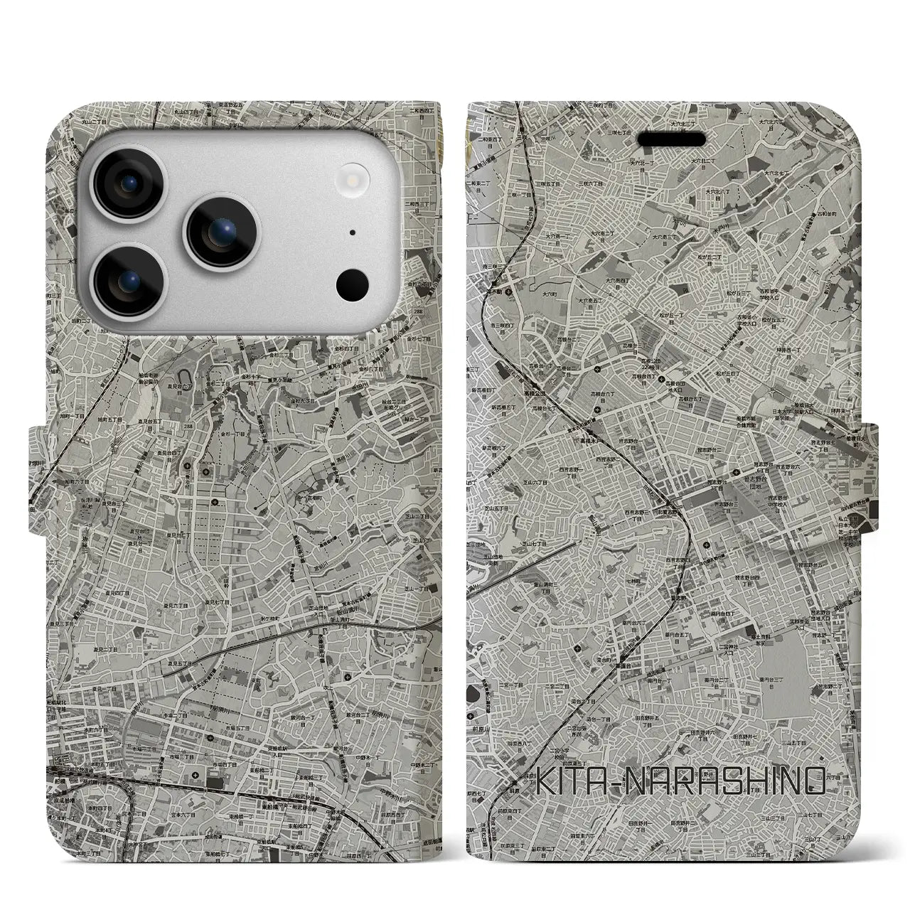 【北習志野（千葉県）】地図柄iPhoneケース（手帳タイプ）