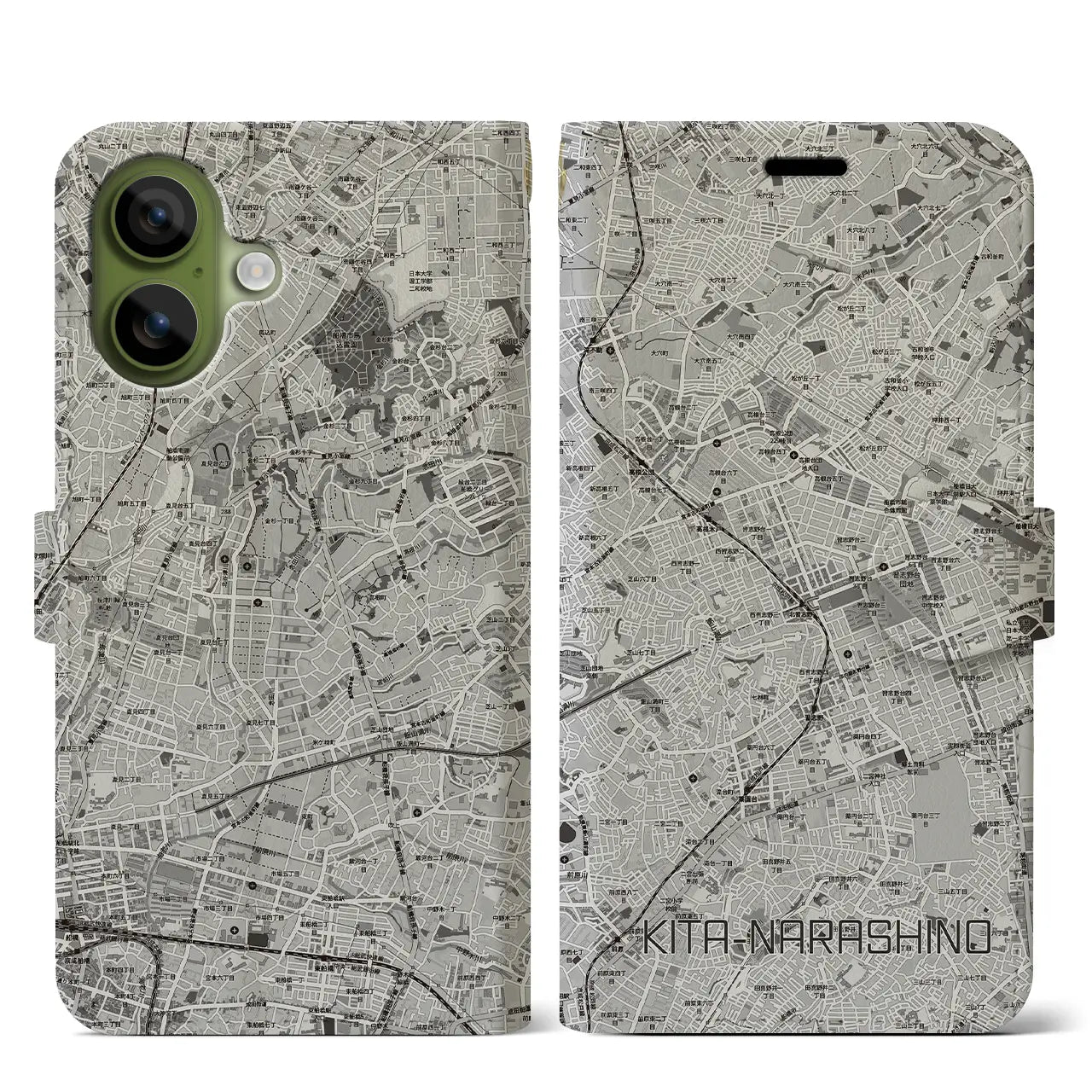 【北習志野（千葉県）】地図柄iPhoneケース（手帳タイプ）