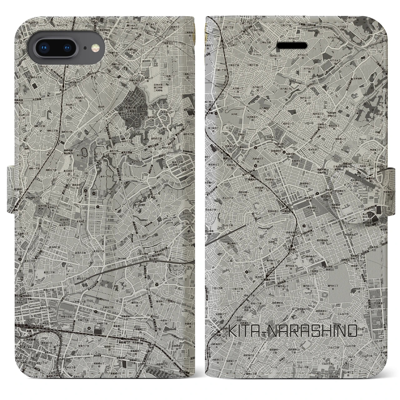 【北習志野（千葉県）】地図柄iPhoneケース（手帳タイプ）