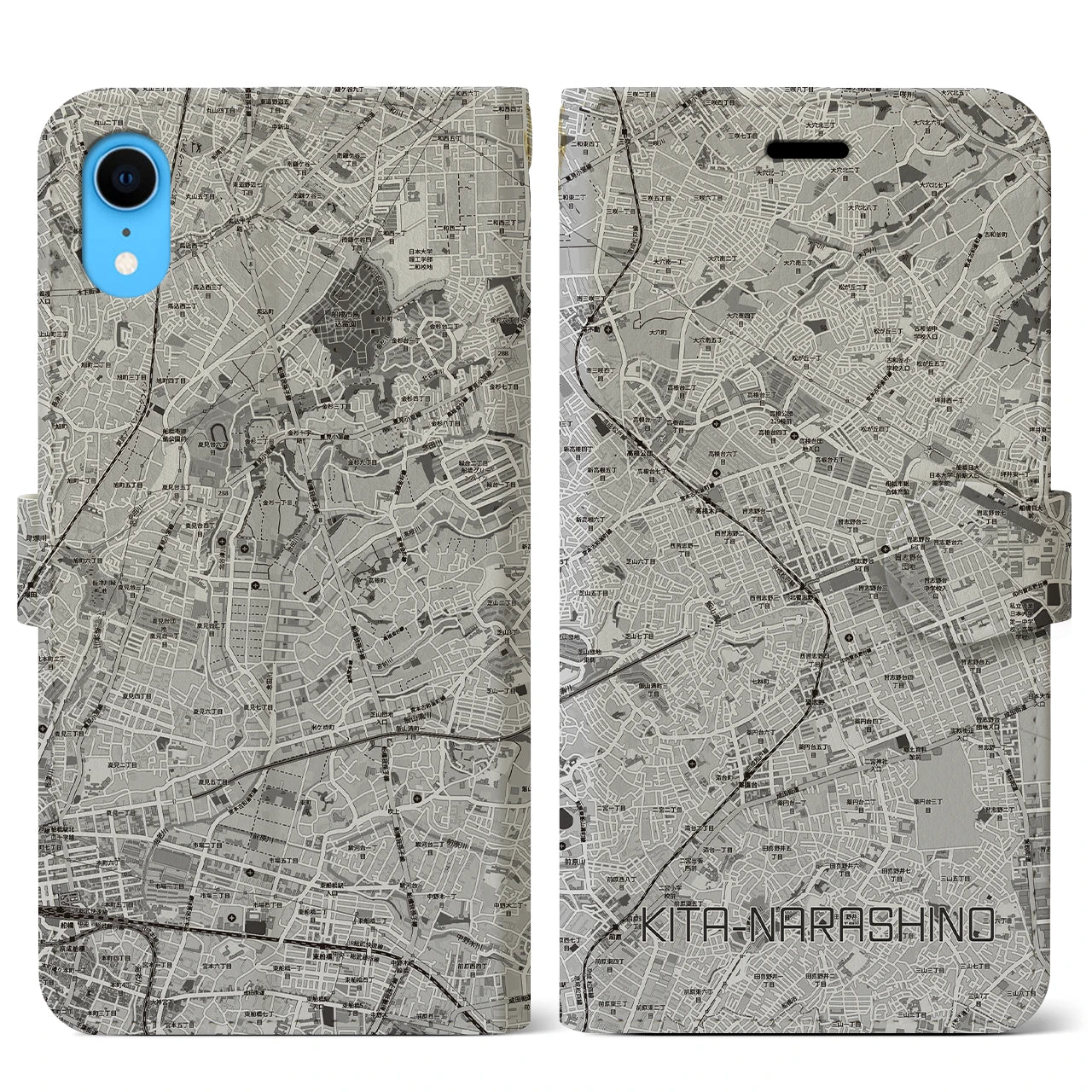 【北習志野（千葉県）】地図柄iPhoneケース（手帳タイプ）