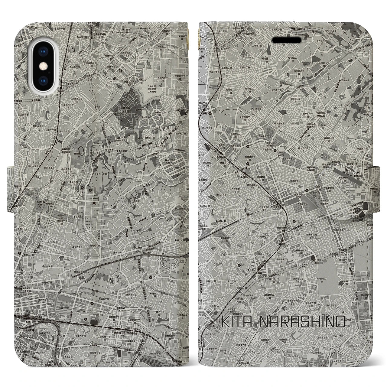 【北習志野（千葉県）】地図柄iPhoneケース（手帳タイプ）