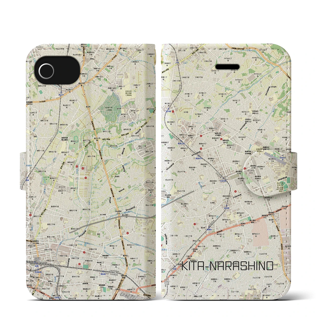 【北習志野（千葉県）】地図柄iPhoneケース（手帳タイプ）