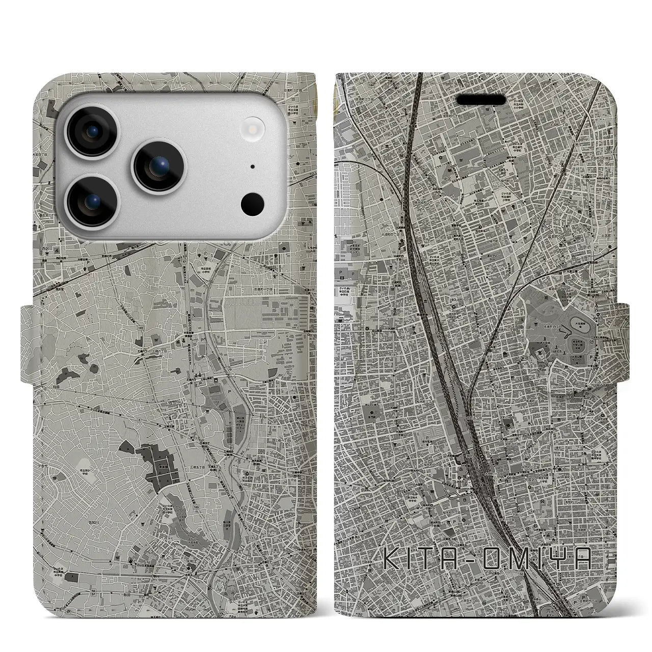 【北大宮（埼玉県）】地図柄iPhoneケース（手帳タイプ）