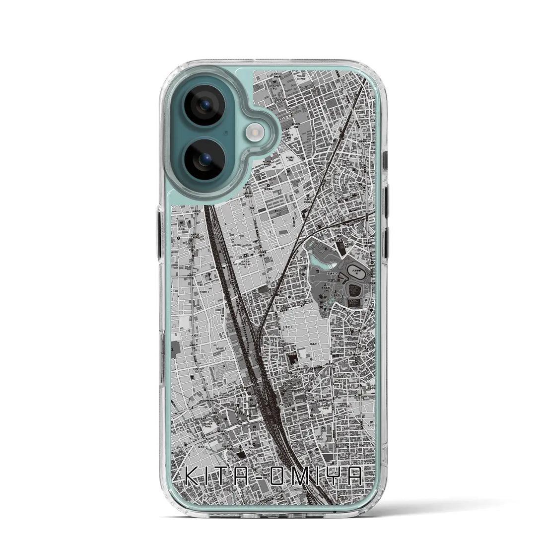 【北大宮（埼玉県）】地図柄iPhoneケース（MagSafeタイプ）モノトーン・iPhone 16 Pro 用