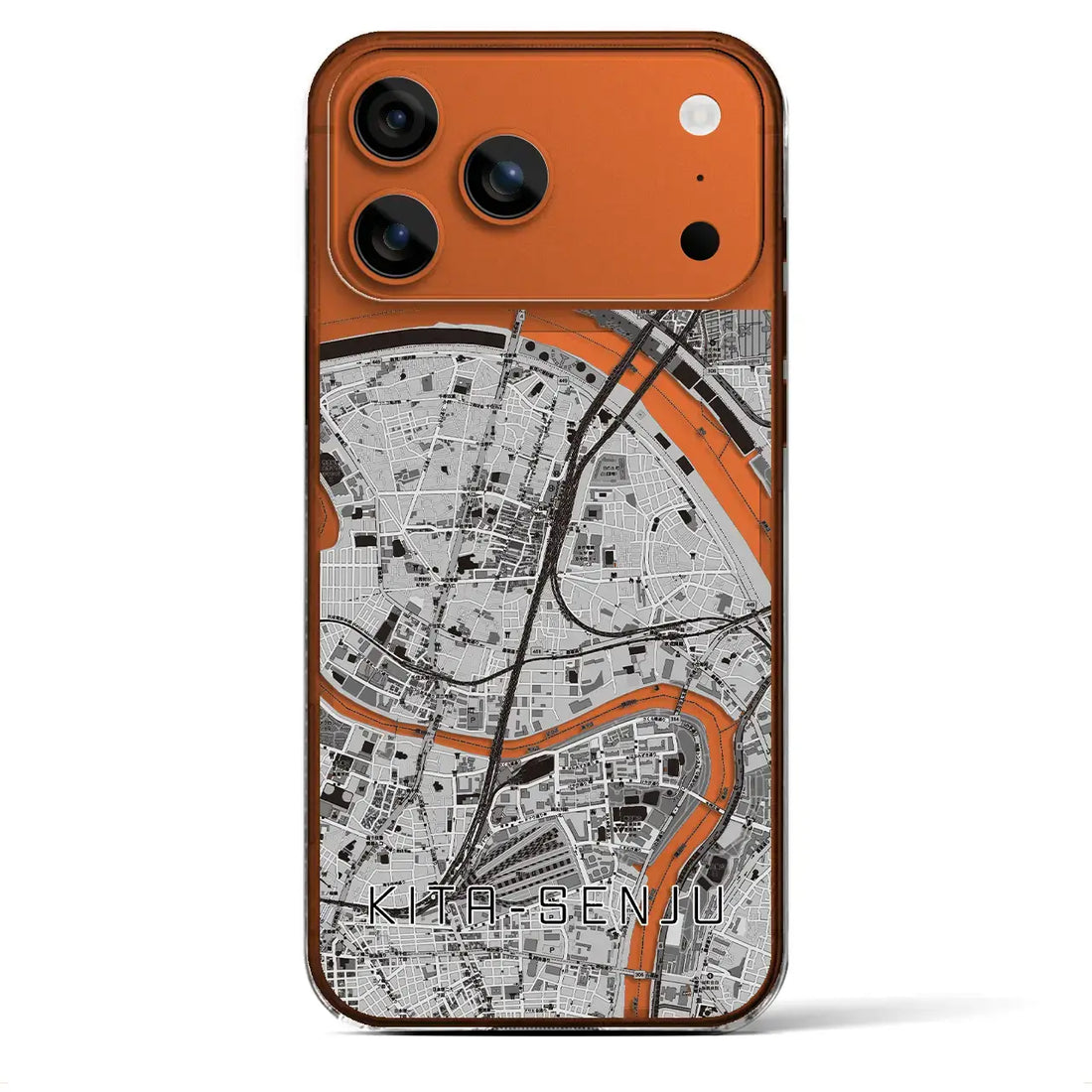 【北千住(東京都)】地図柄iPhoneケース(クリアタイプ)モノトーン・iPhone 17 Pro Max 用