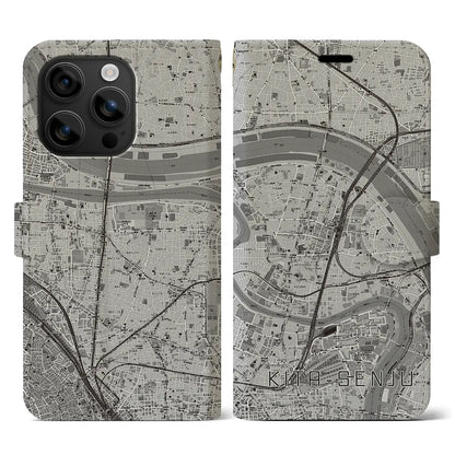 【北千住（東京都）】地図柄iPhoneケース（手帳タイプ）モノトーン・iPhone 16 用