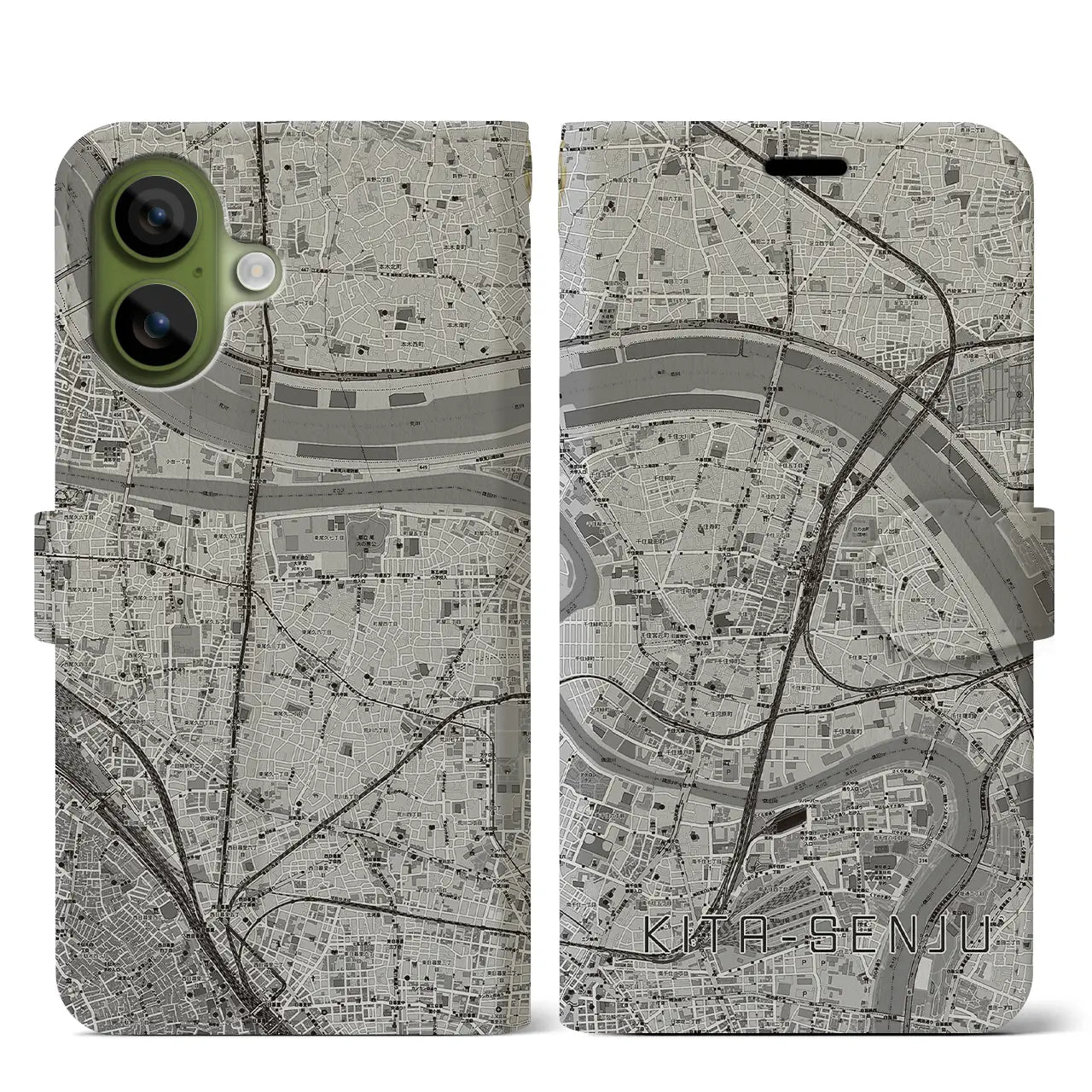 【北千住（東京都）】地図柄iPhoneケース（手帳タイプ）