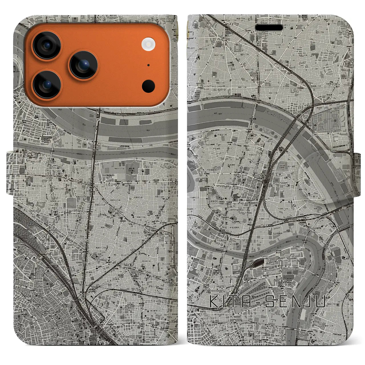 【北千住（東京都）】地図柄iPhoneケース（手帳タイプ）