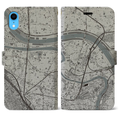 【北千住（東京都）】地図柄iPhoneケース（手帳タイプ）モノトーン・iPhone XR 用