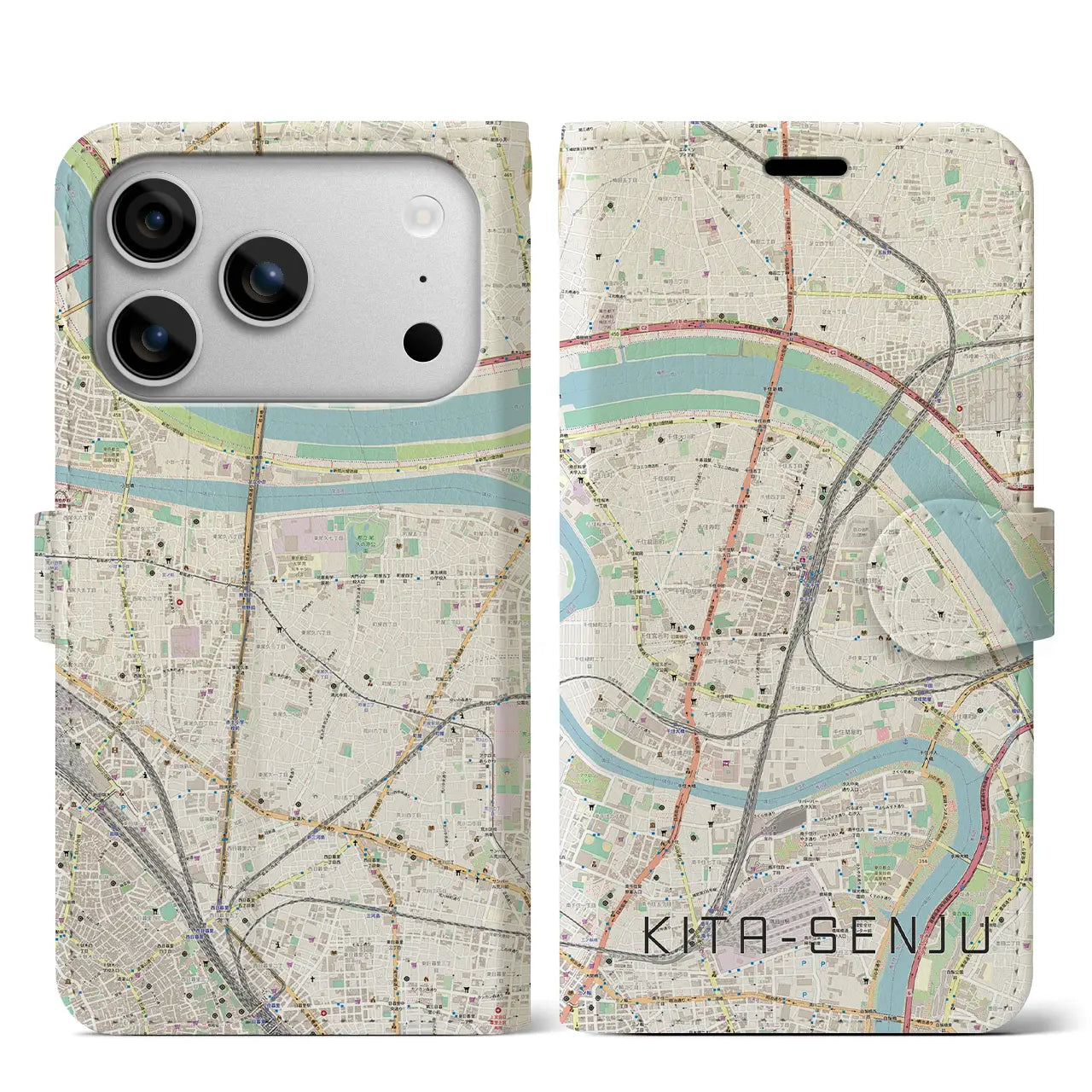 【北千住（東京都）】地図柄iPhoneケース（手帳タイプ）